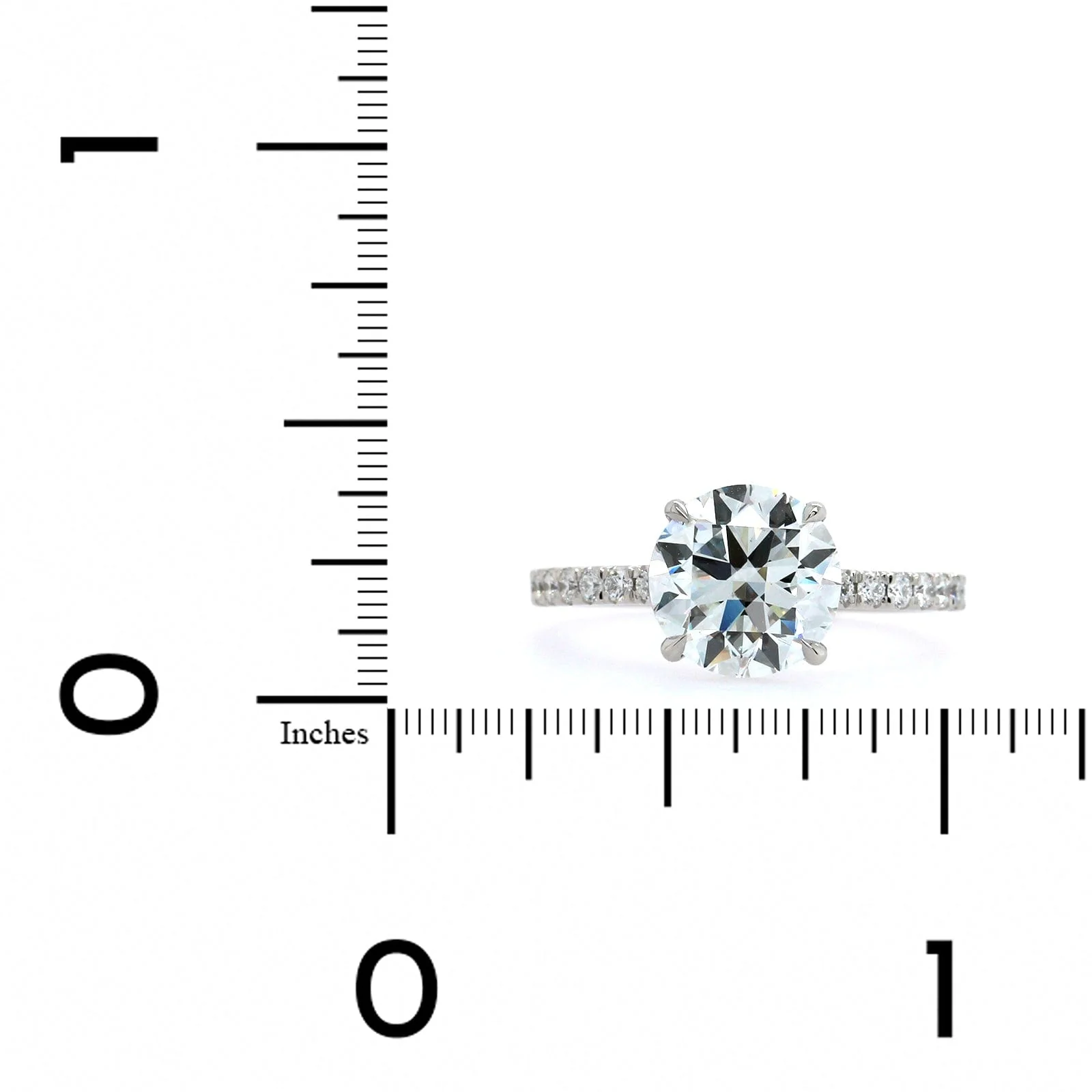 Platinum 4 Prong Round Diamond Engagement Ring - Image 4