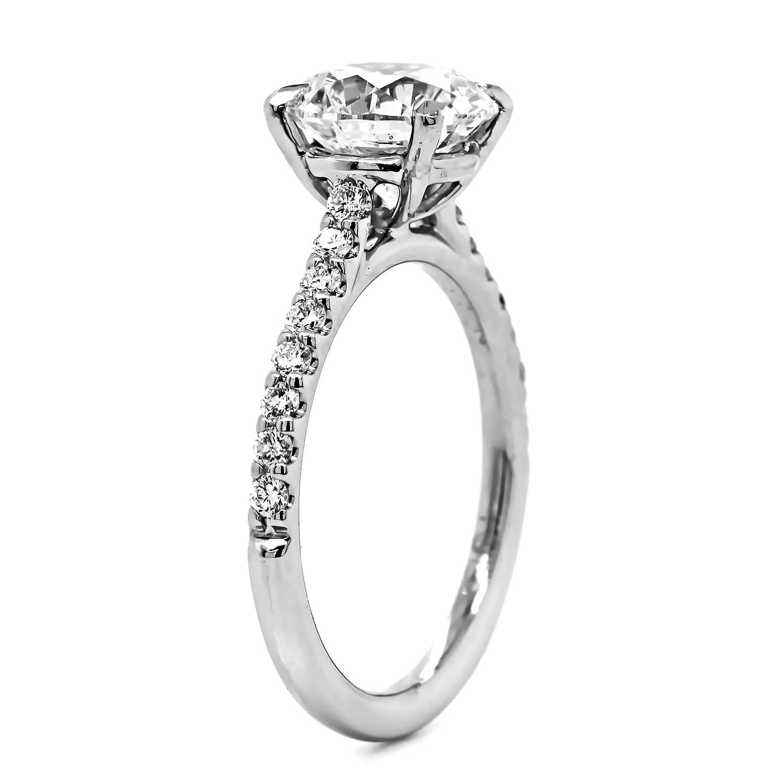 Platinum Round Diamond with Cathedral Mounting Engagement Ring - Image 2