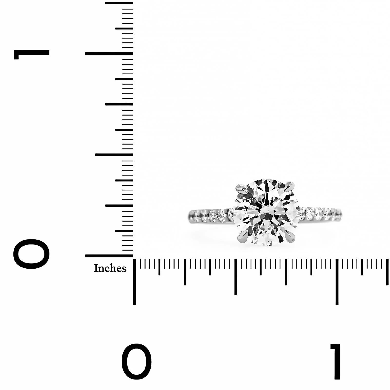 Platinum Round Diamond with Cathedral Mounting Engagement Ring - Image 4