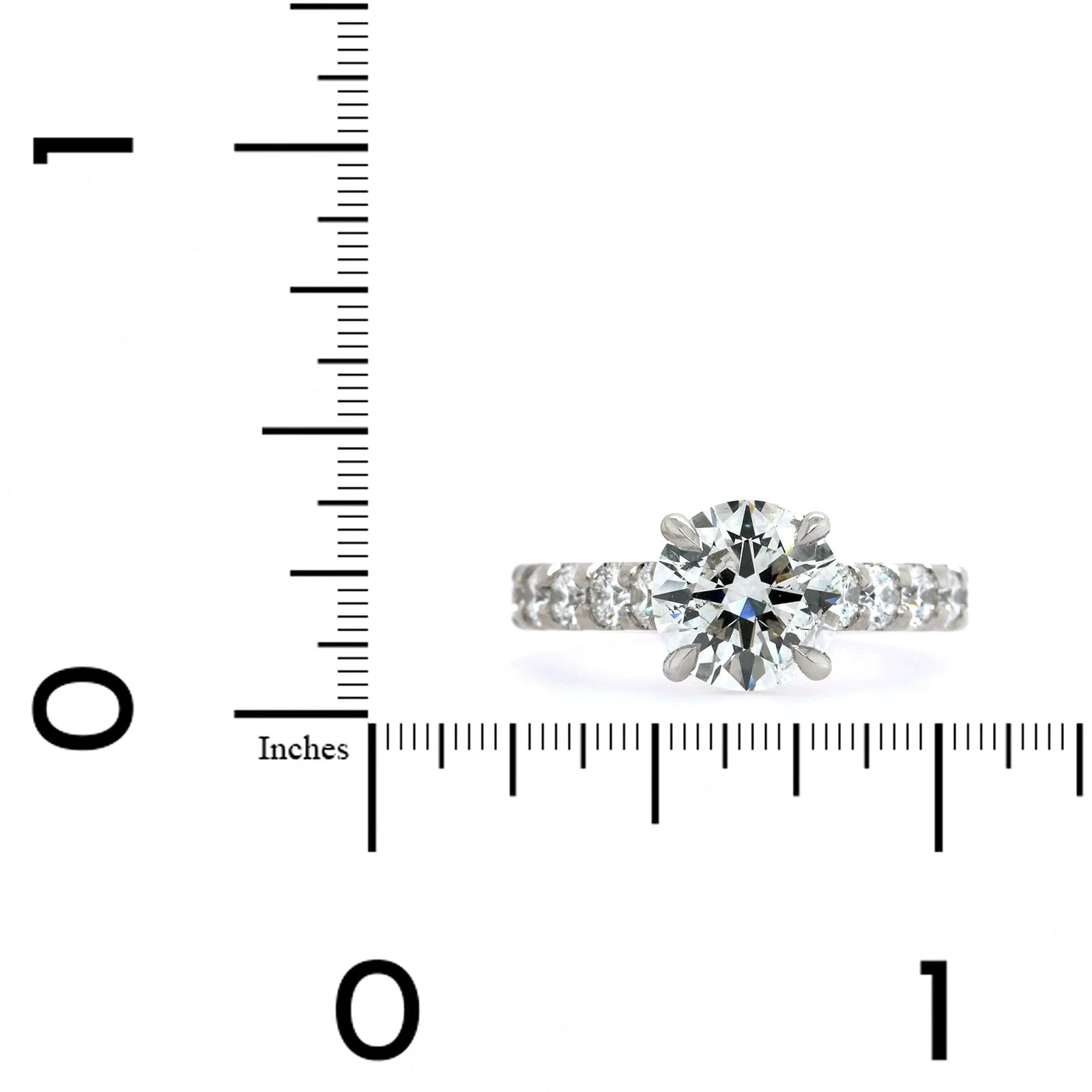 Platinum Round Diamond with Cathedral Mounting Engagement Ring - Image 4