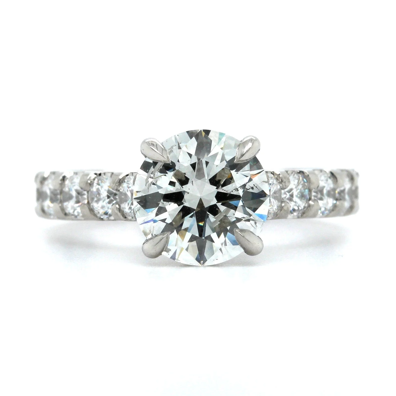 Platinum Round Diamond with Cathedral Mounting Engagement Ring - Image 5