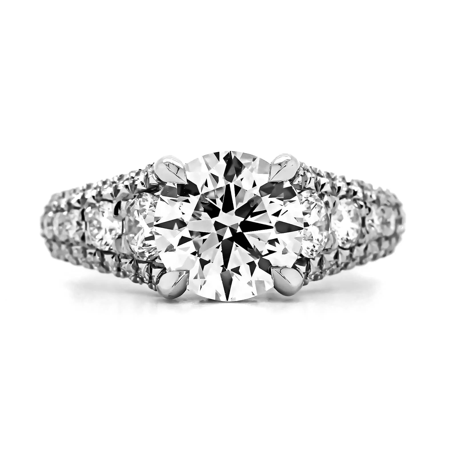 Platinum Round Cut Diamond Engagement Ring - Image 5