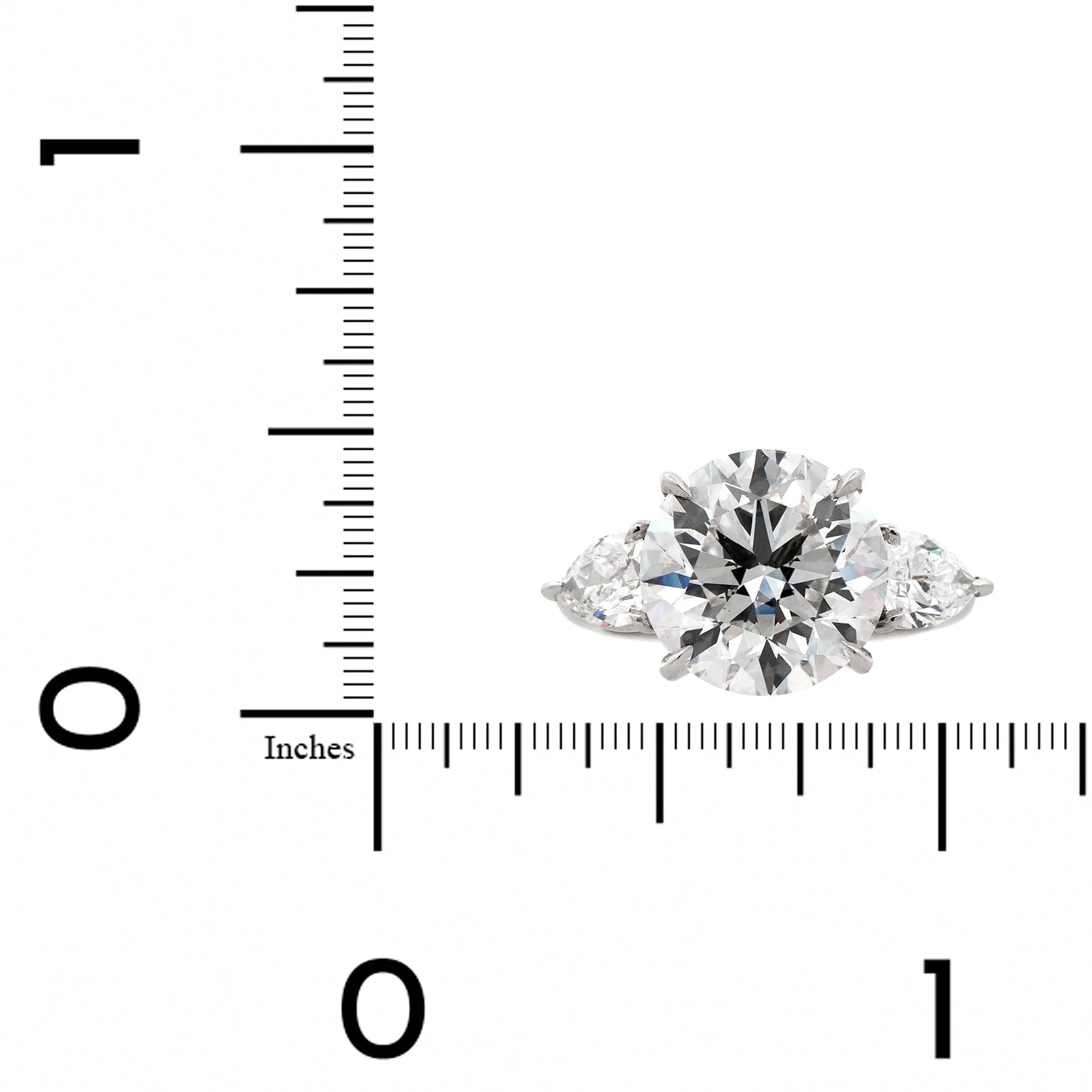 Platinum 3 Stone Round Diamond Engagement Ring - Image 4