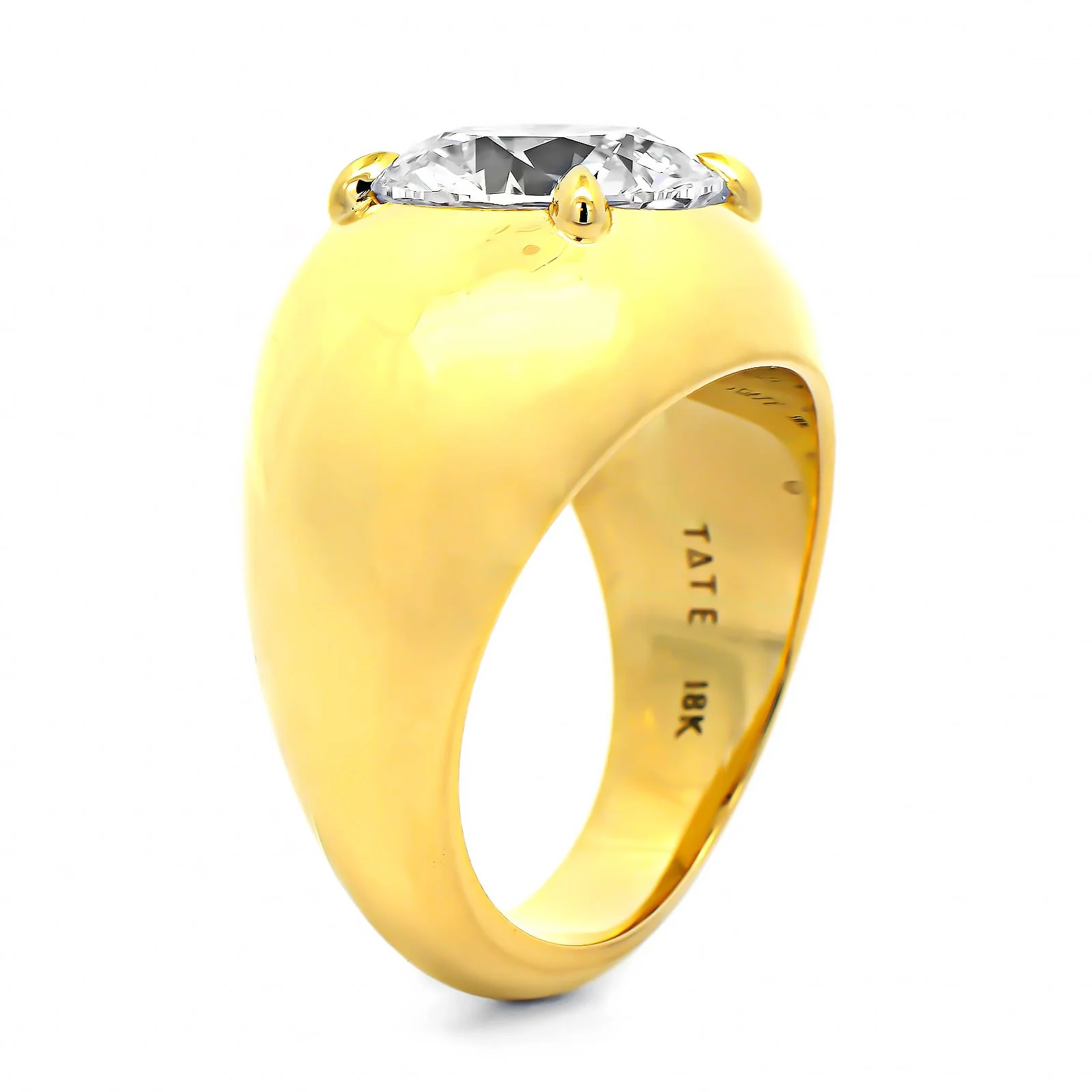 18K Yellow Gold Prong Set Round Diamond Engagement Ring - Image 2