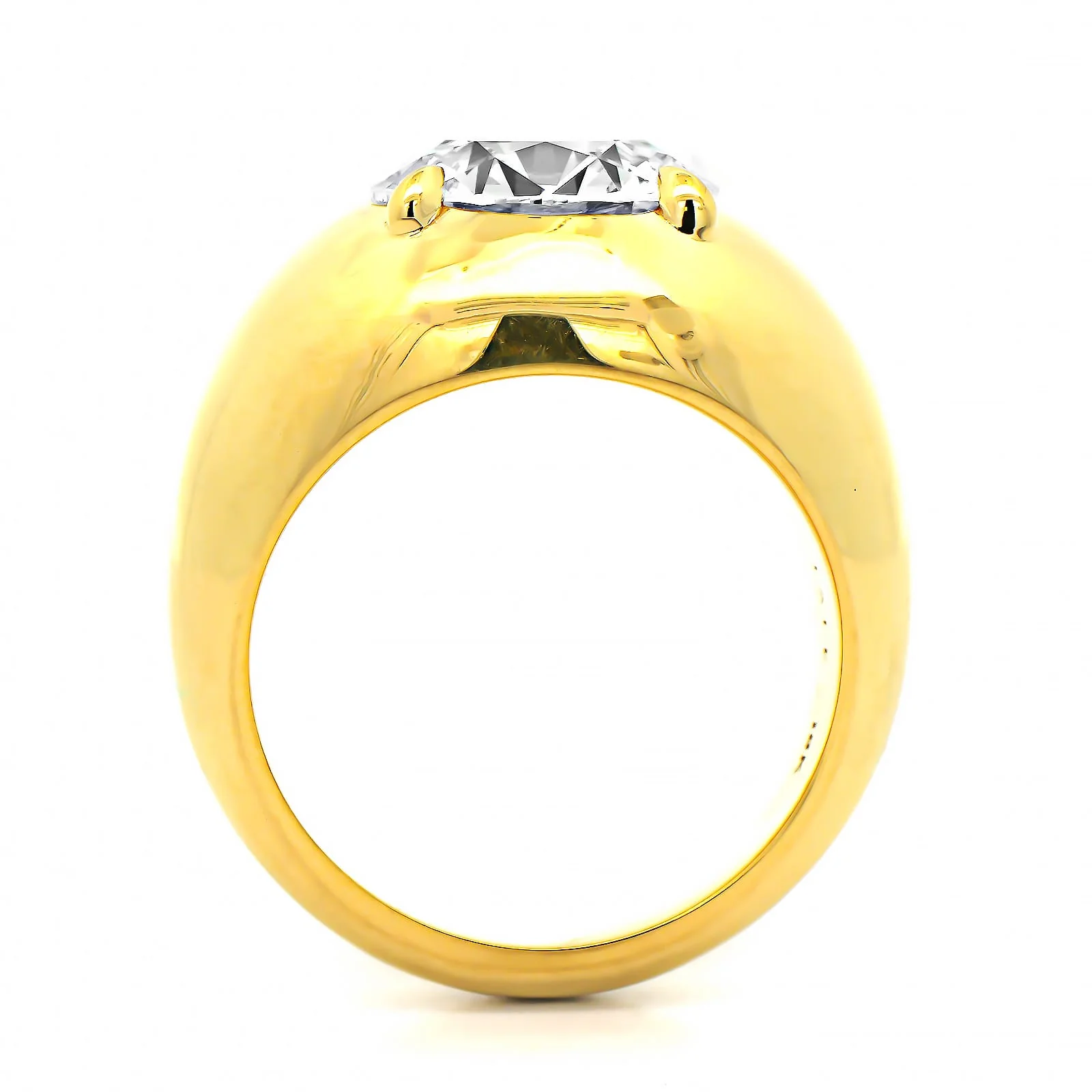 18K Yellow Gold Prong Set Round Diamond Engagement Ring - Image 3