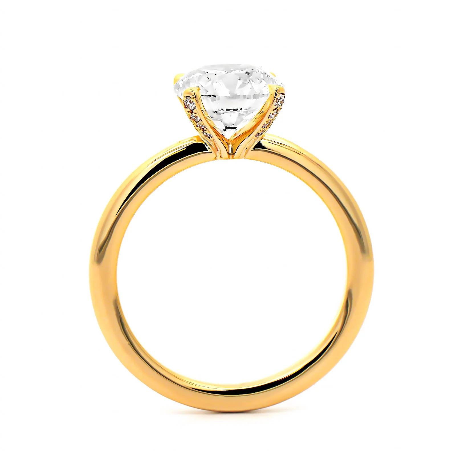 18K Yellow Gold Round Diamond Solitaire Engagement Ring - Image 3