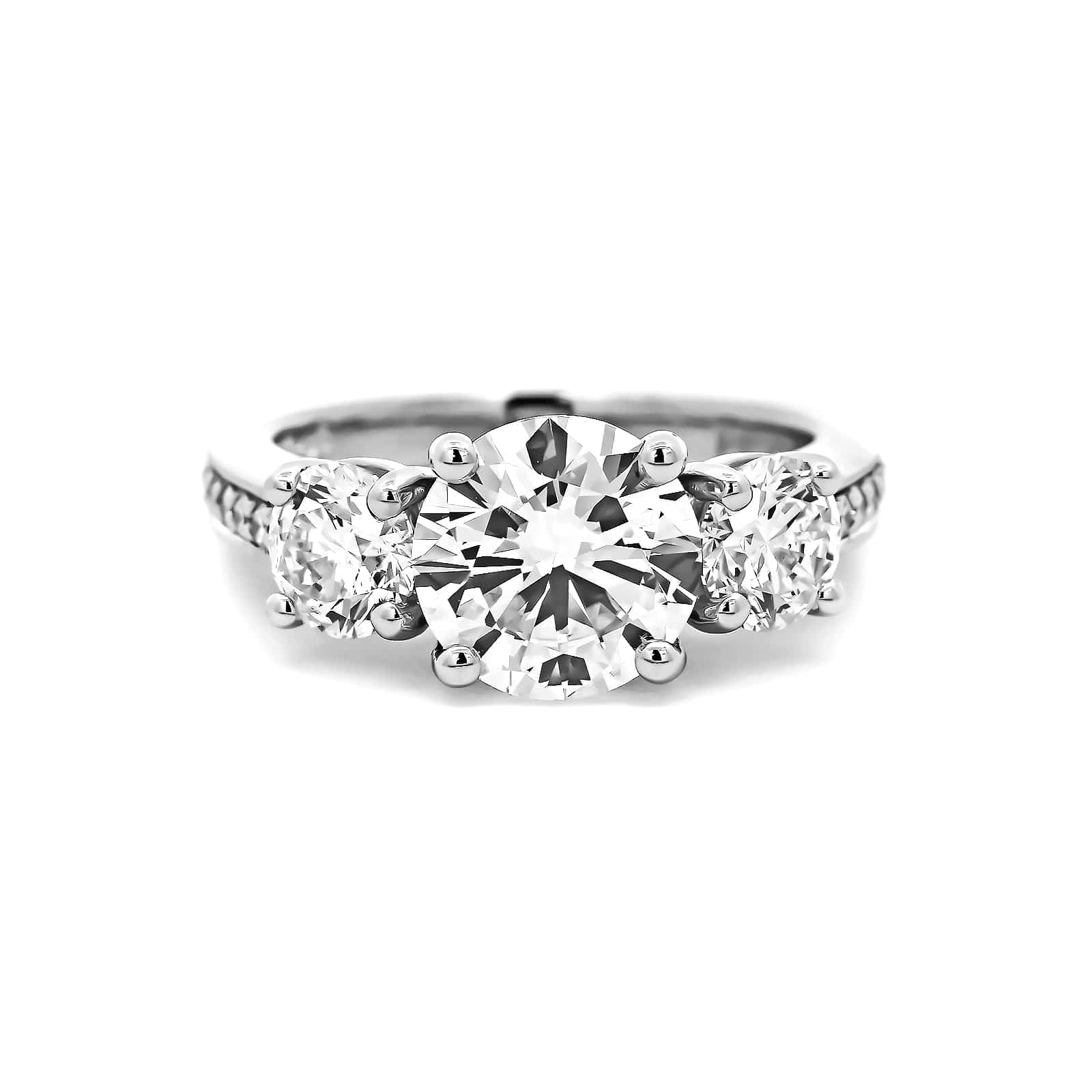 Platinum 3 Stone Round Diamond Engagement Ring