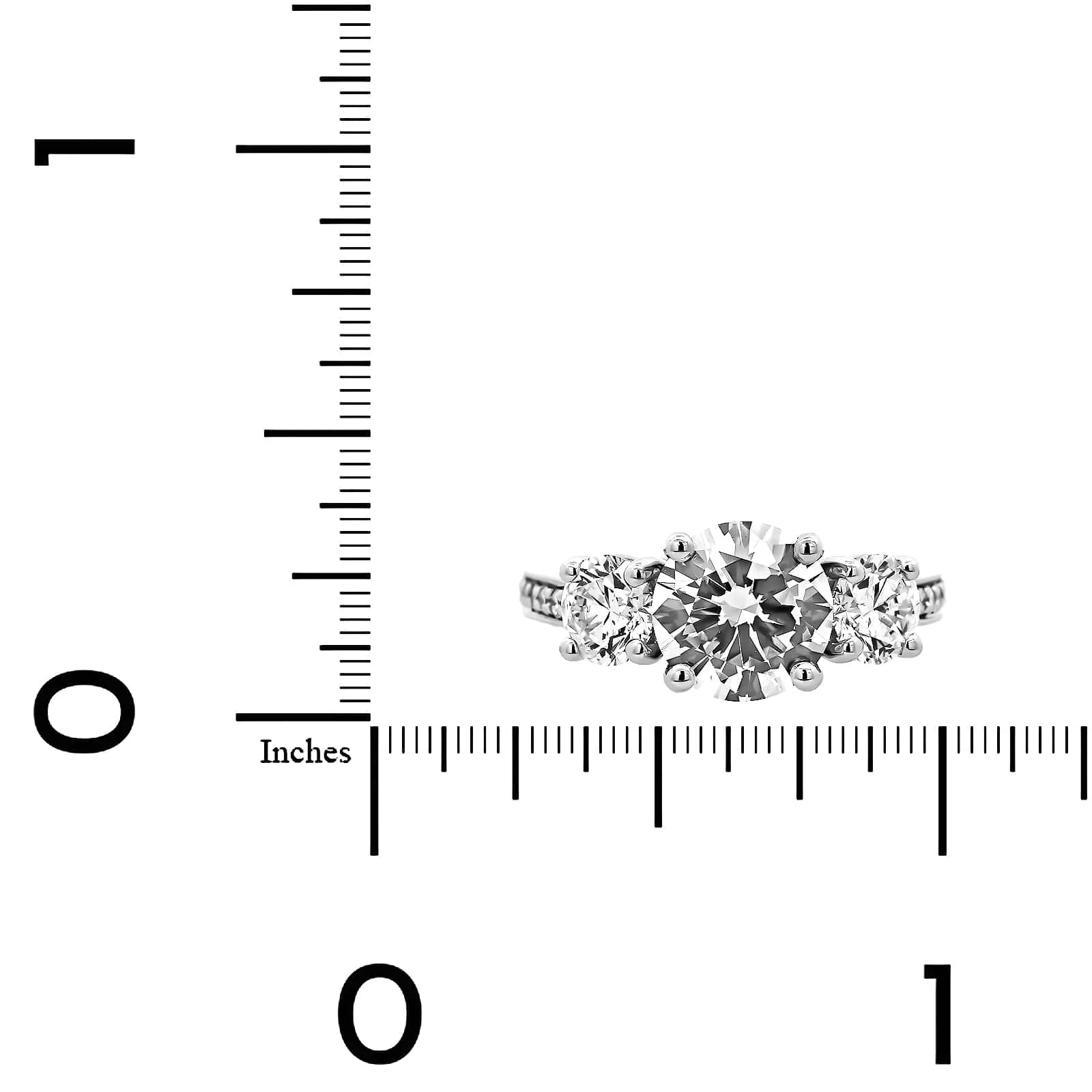 Platinum 3 Stone Round Diamond Engagement Ring - Image 4