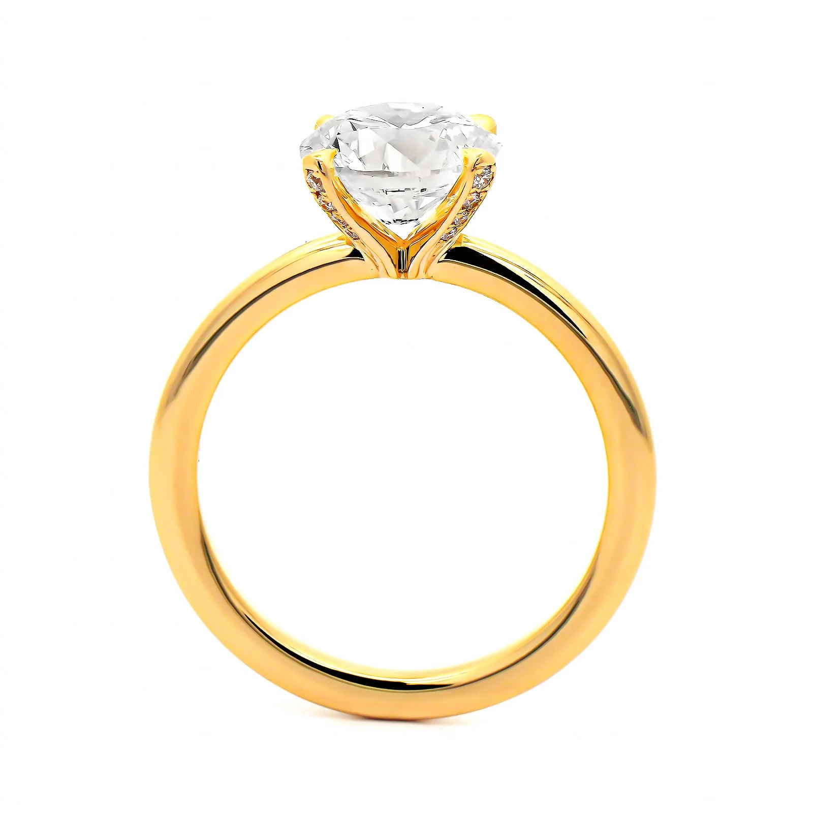 18K Yellow Gold Round Diamond Solitaire Engagement Ring - Image 3
