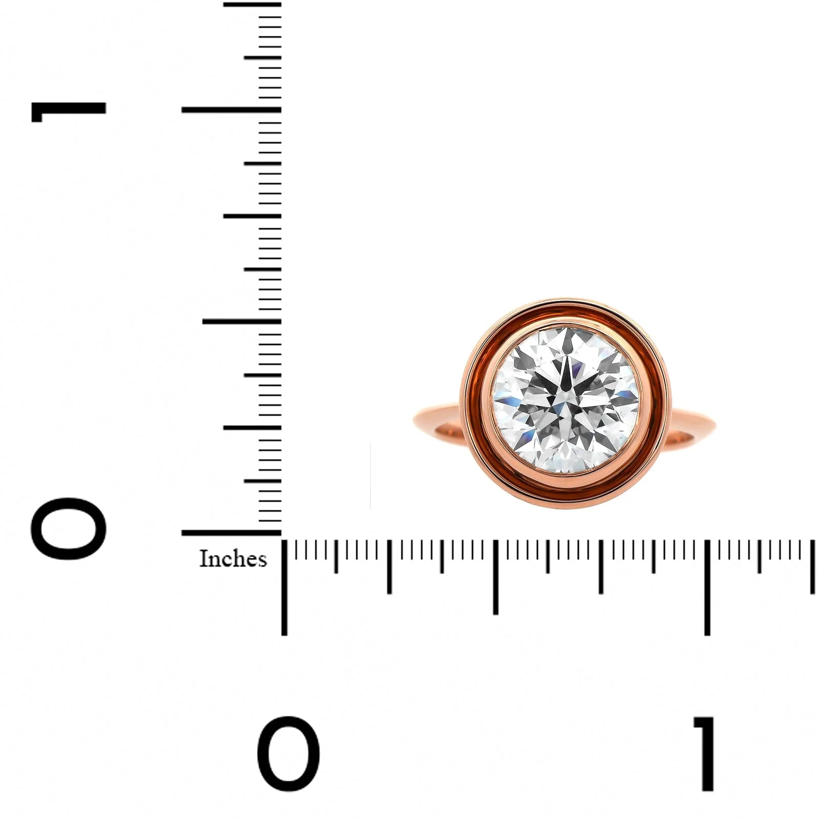 20K Rose Gold Bezel Set Round Diamond Ring - Image 4