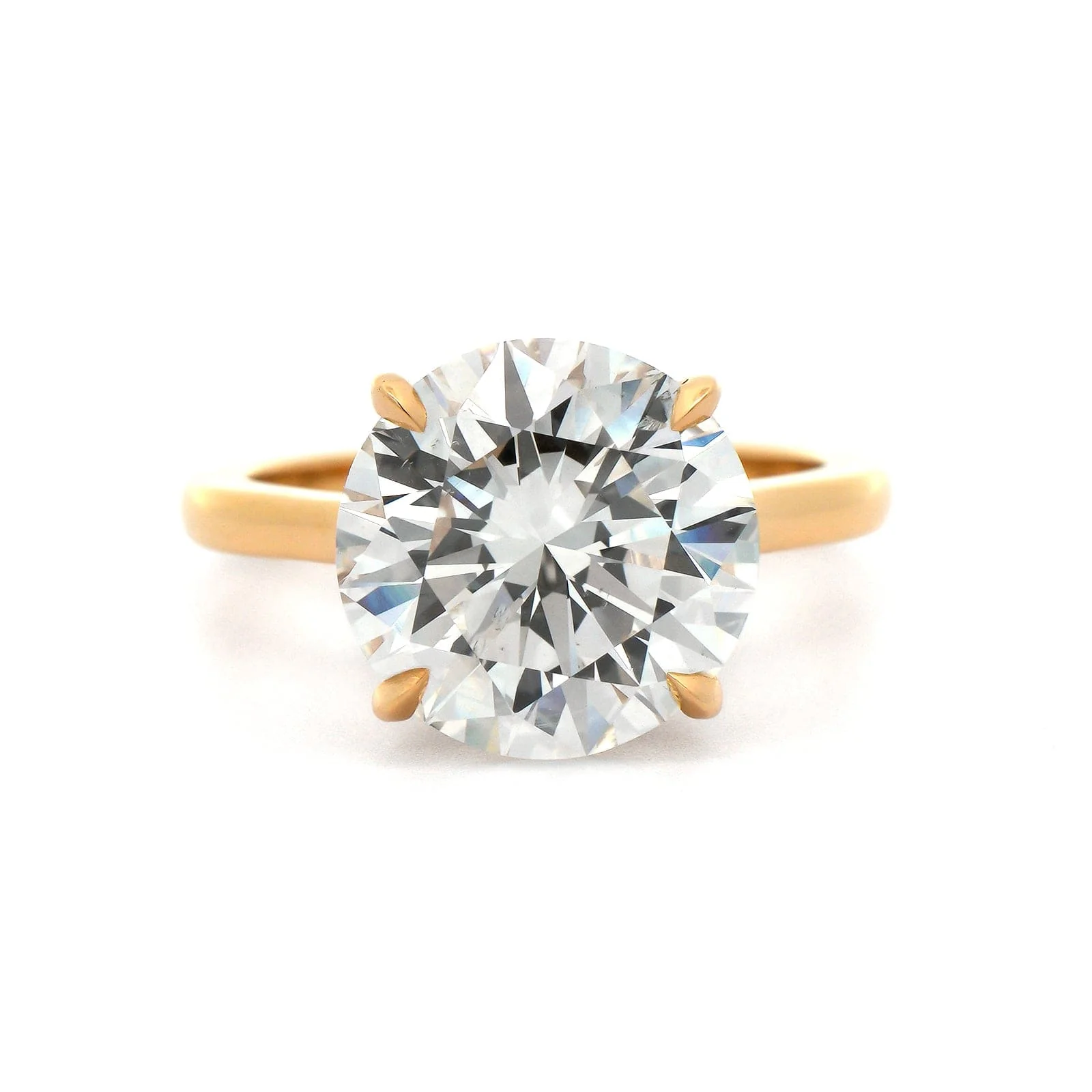 18K Yellow Gold Round Diamond Solitaire Engagement Ring - Image 5
