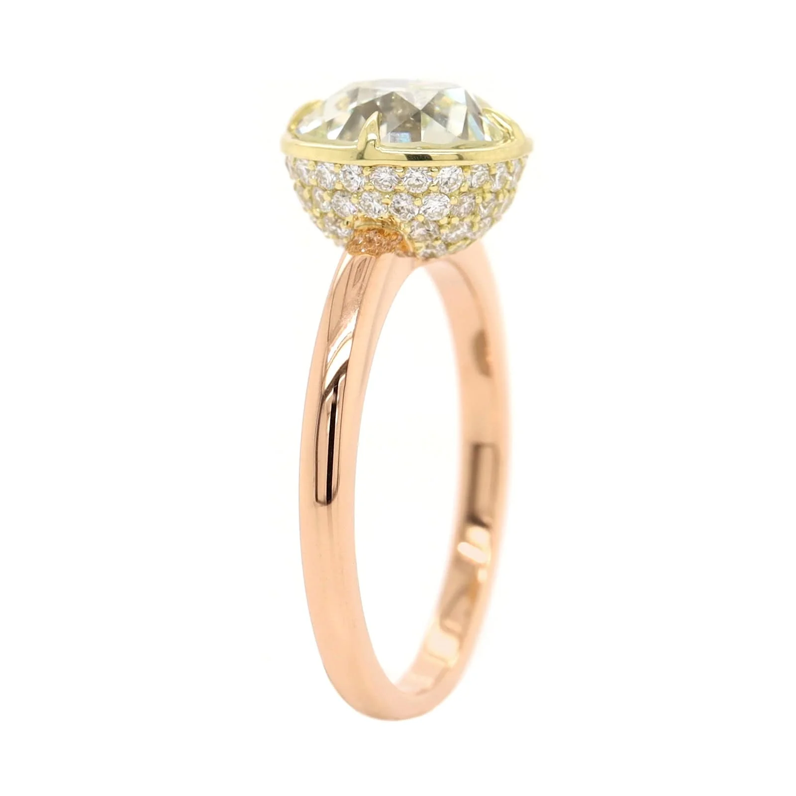20K Rose and 18K Yellow Gold Old Mine Brilliant Cut Diamond Ring - Image 2
