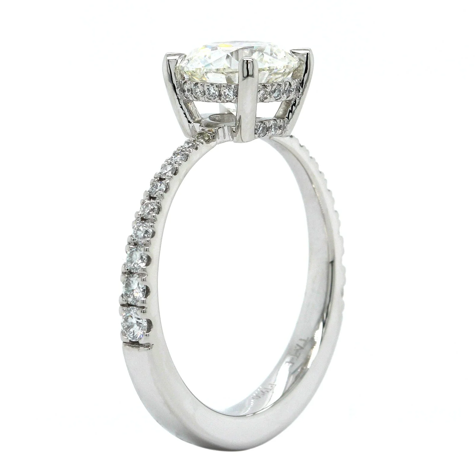 Platinum Round Diamond and Hidden Halo Engagement Ring - Image 2