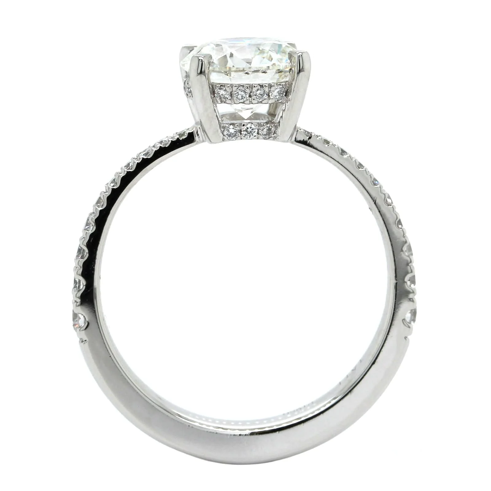 Platinum Round Diamond and Hidden Halo Engagement Ring - Image 3