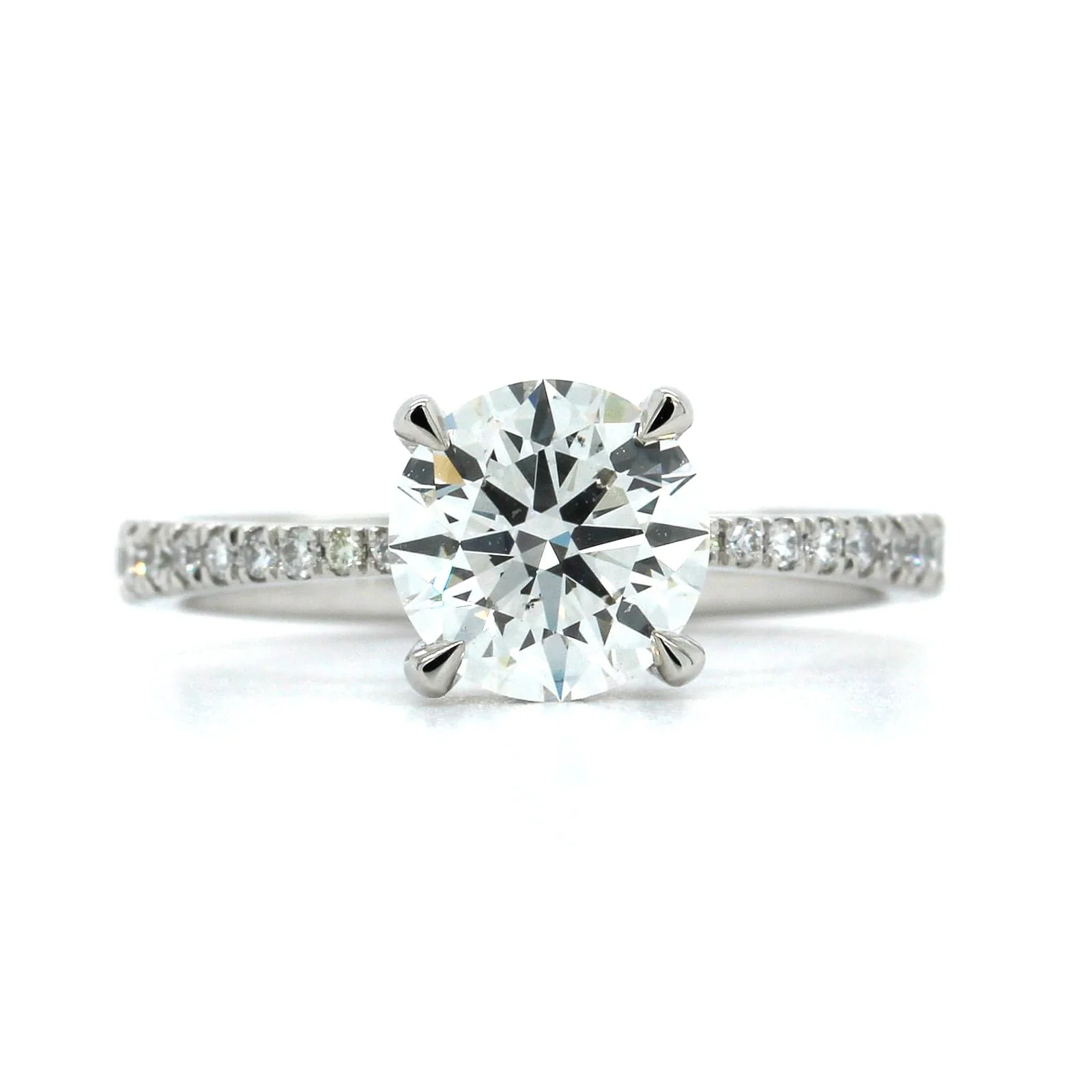 Platinum Round Diamond and Hidden Halo Engagement Ring - Image 4