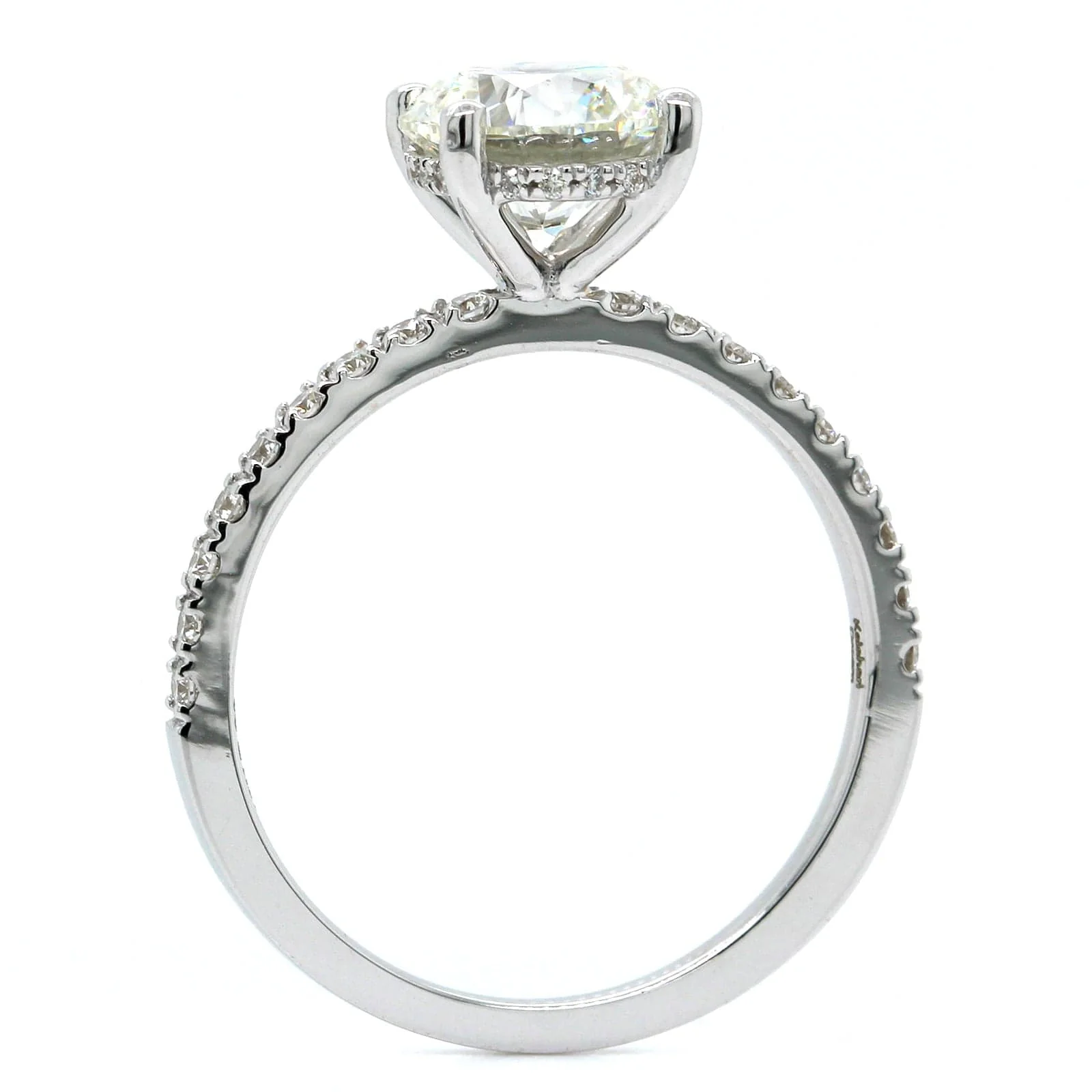 18K White Gold Diamond Hidden Halo Engagement Ring - Image 3