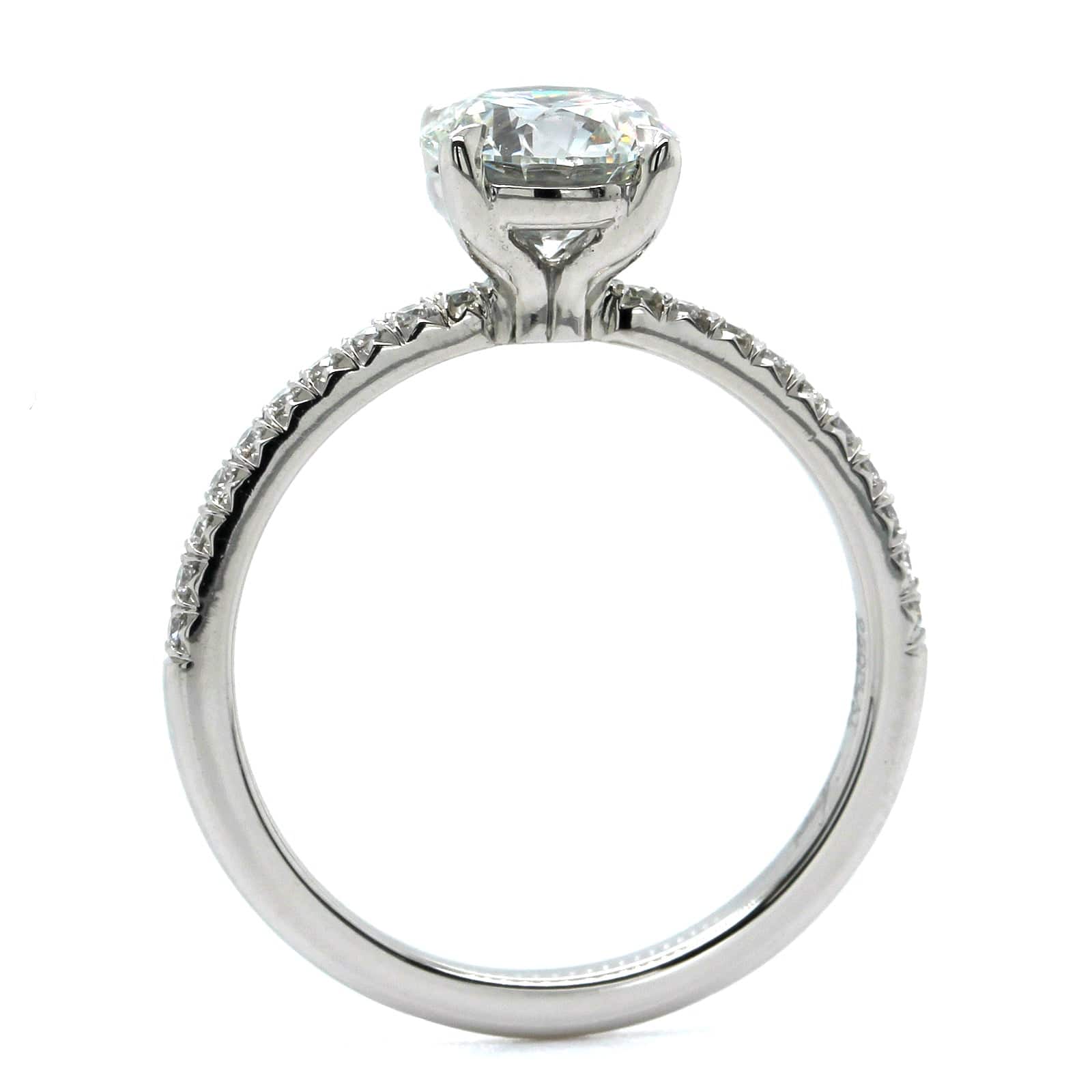 Platinum 4 Prong Round Diamond Engagement Ring - Image 3