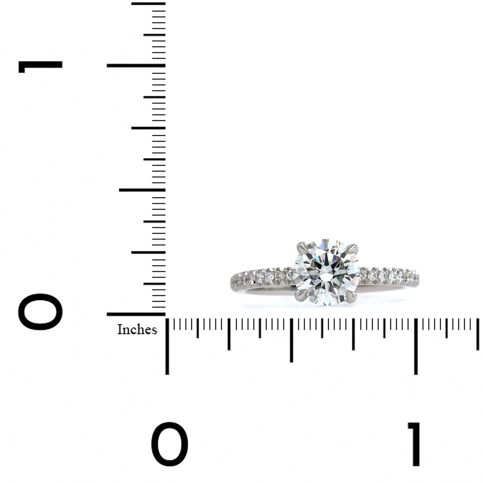 Platinum 4 Prong Round Diamond Engagement Ring - Image 4