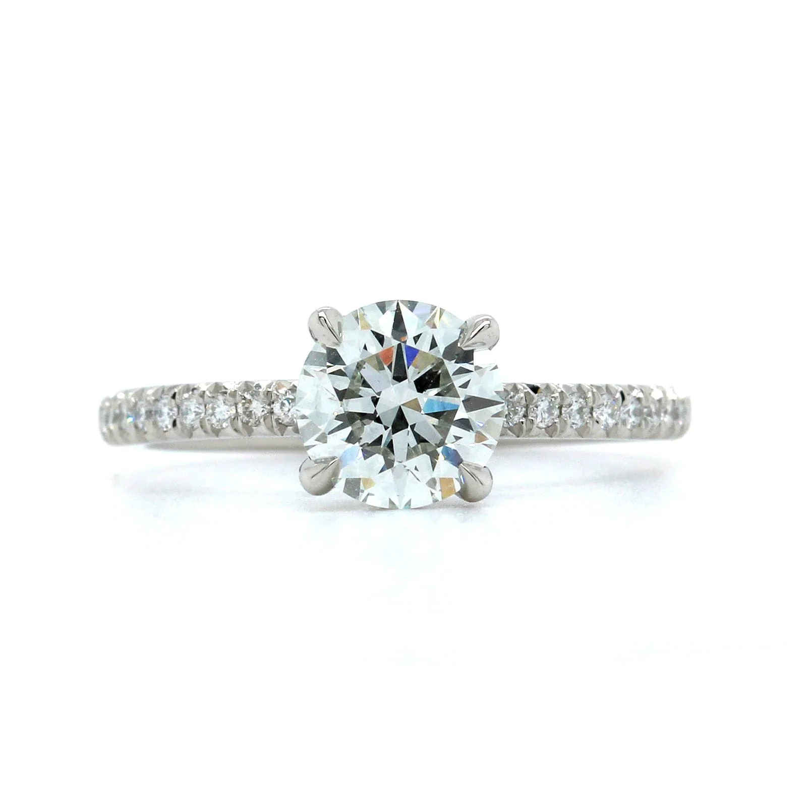 Platinum 4 Prong Round Diamond Engagement Ring - Image 5