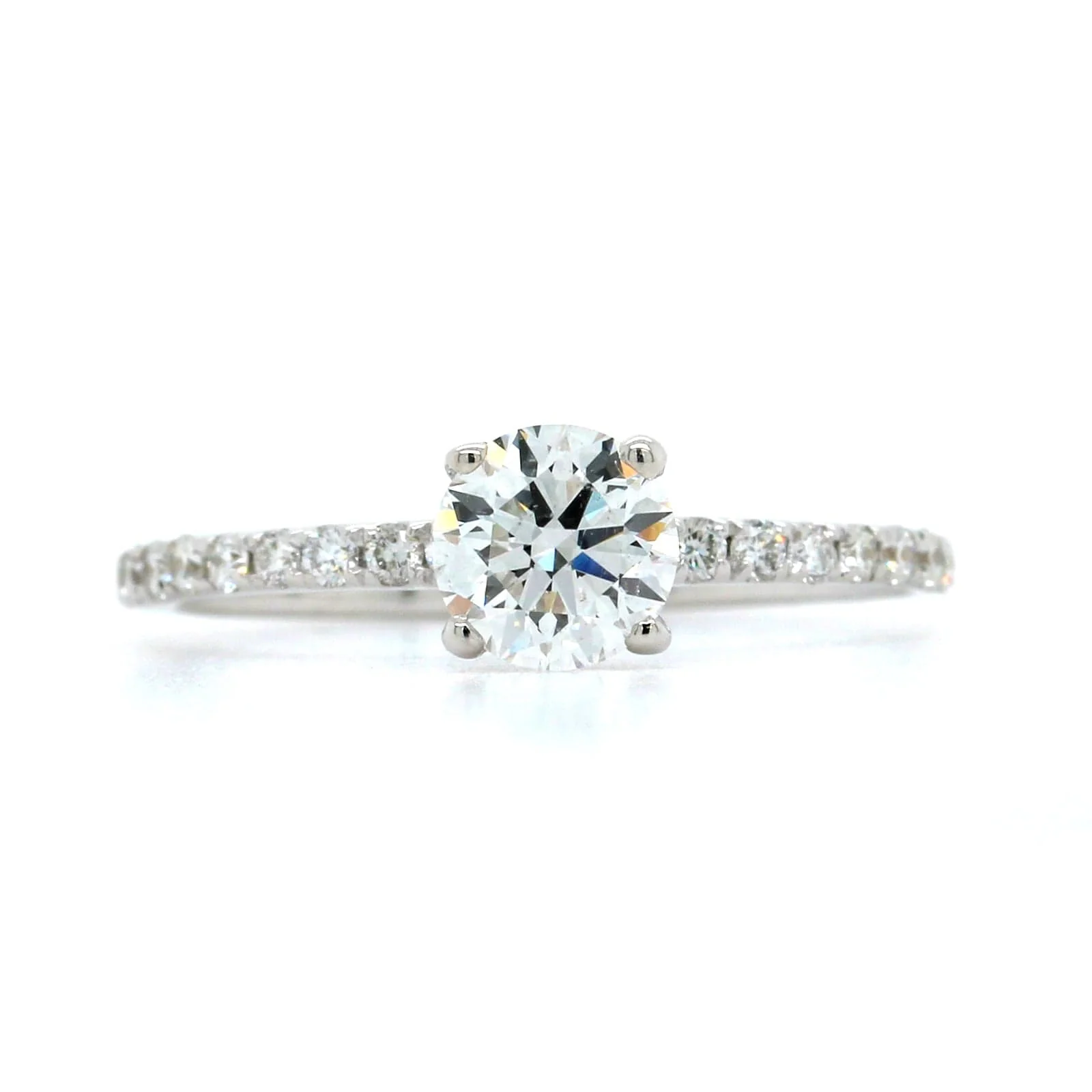 18K White Gold Round Diamond with Hidden Halo Engagement Ring - Image 5