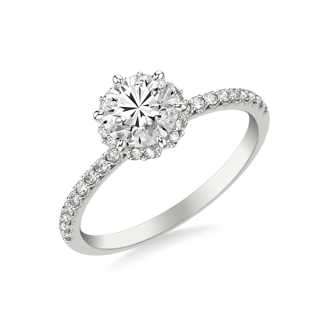 Platinum Round Diamond with Hidden Halo Engagement Ring - Image 3
