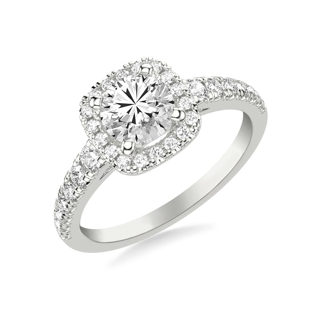 Platinum Cushion Diamond Halo Engagement Ring - Image 2