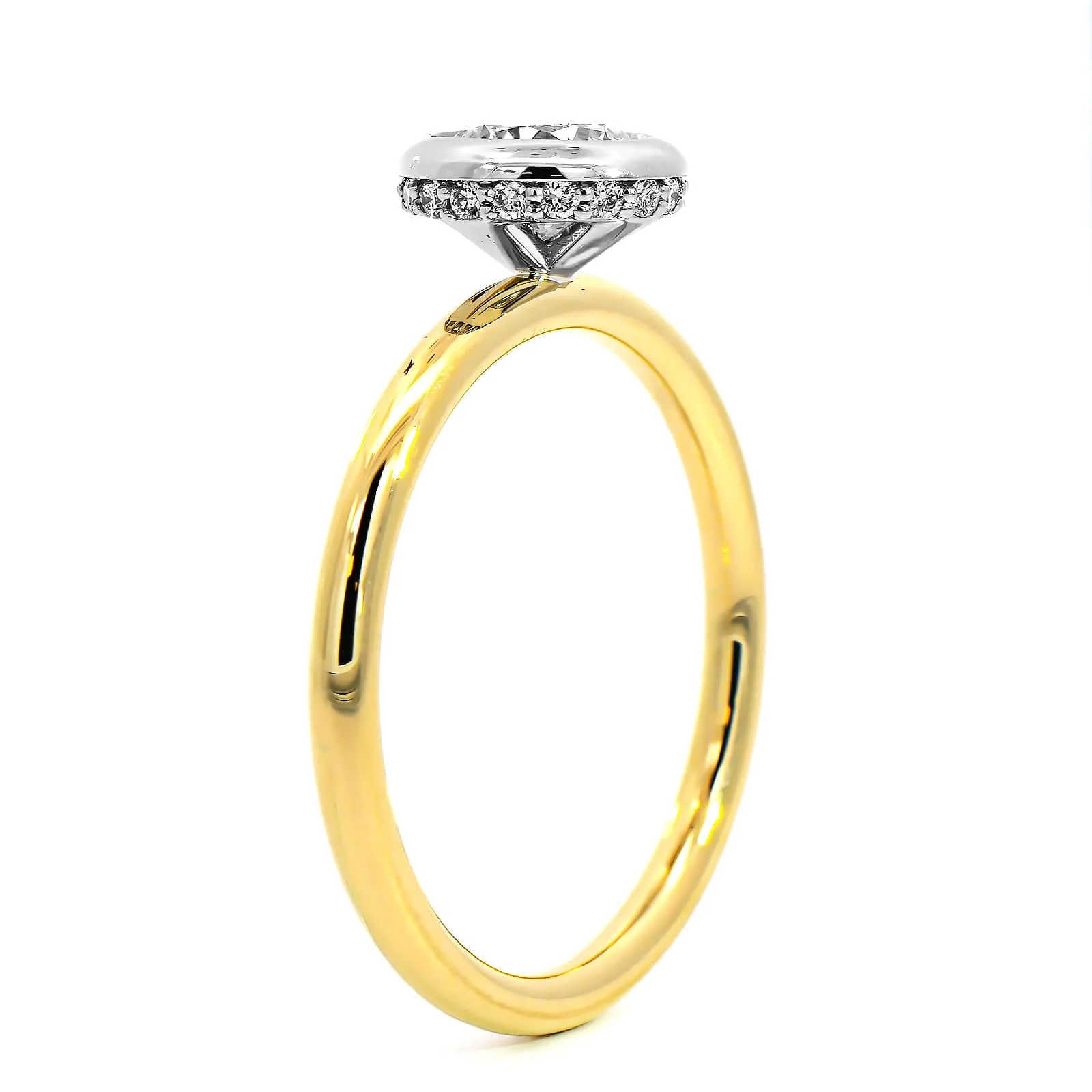 18K Yellow Gold with Platinum Round Diamond Engagement Ring - Image 2
