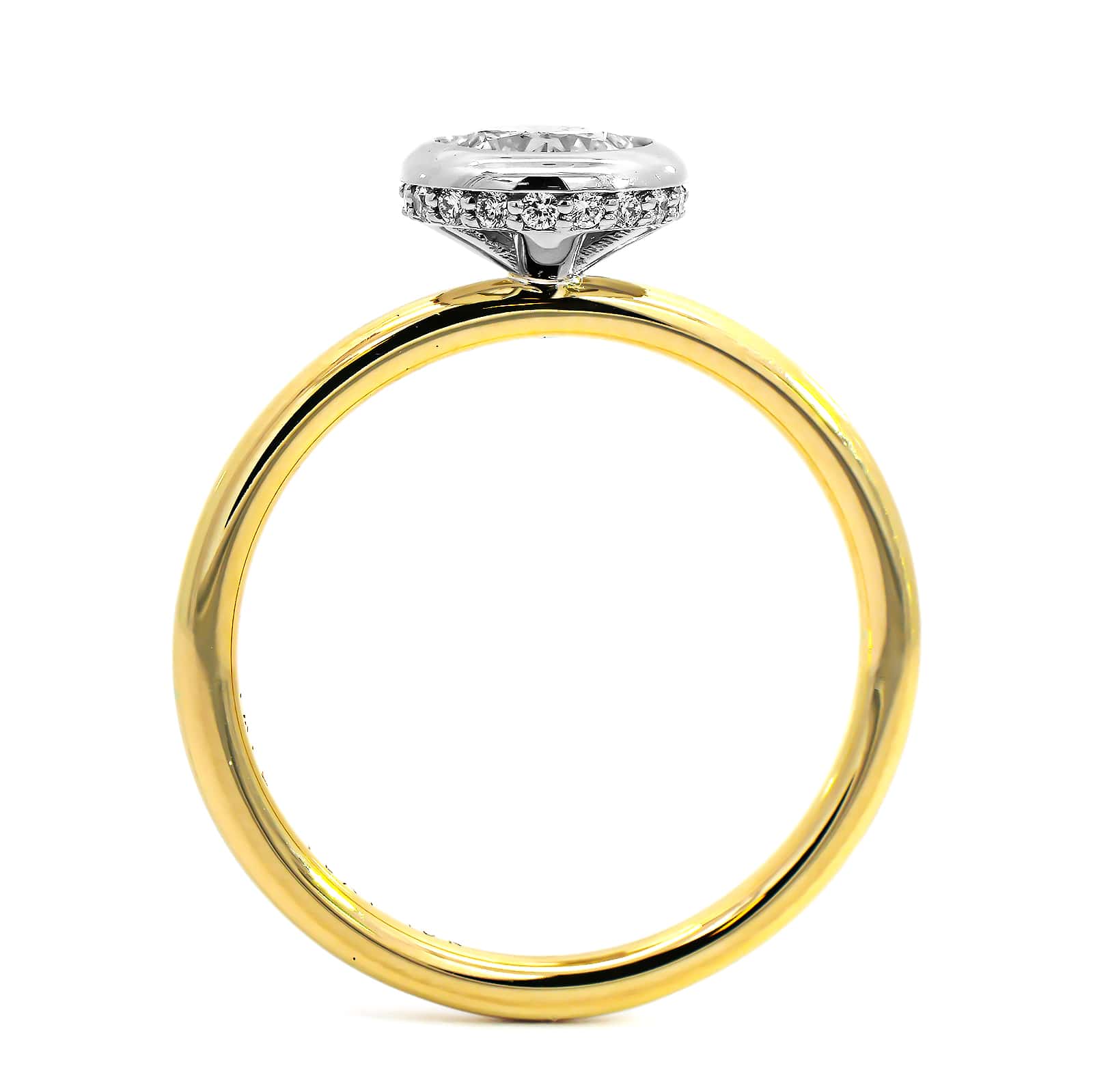 18K Yellow Gold with Platinum Round Diamond Engagement Ring - Image 3