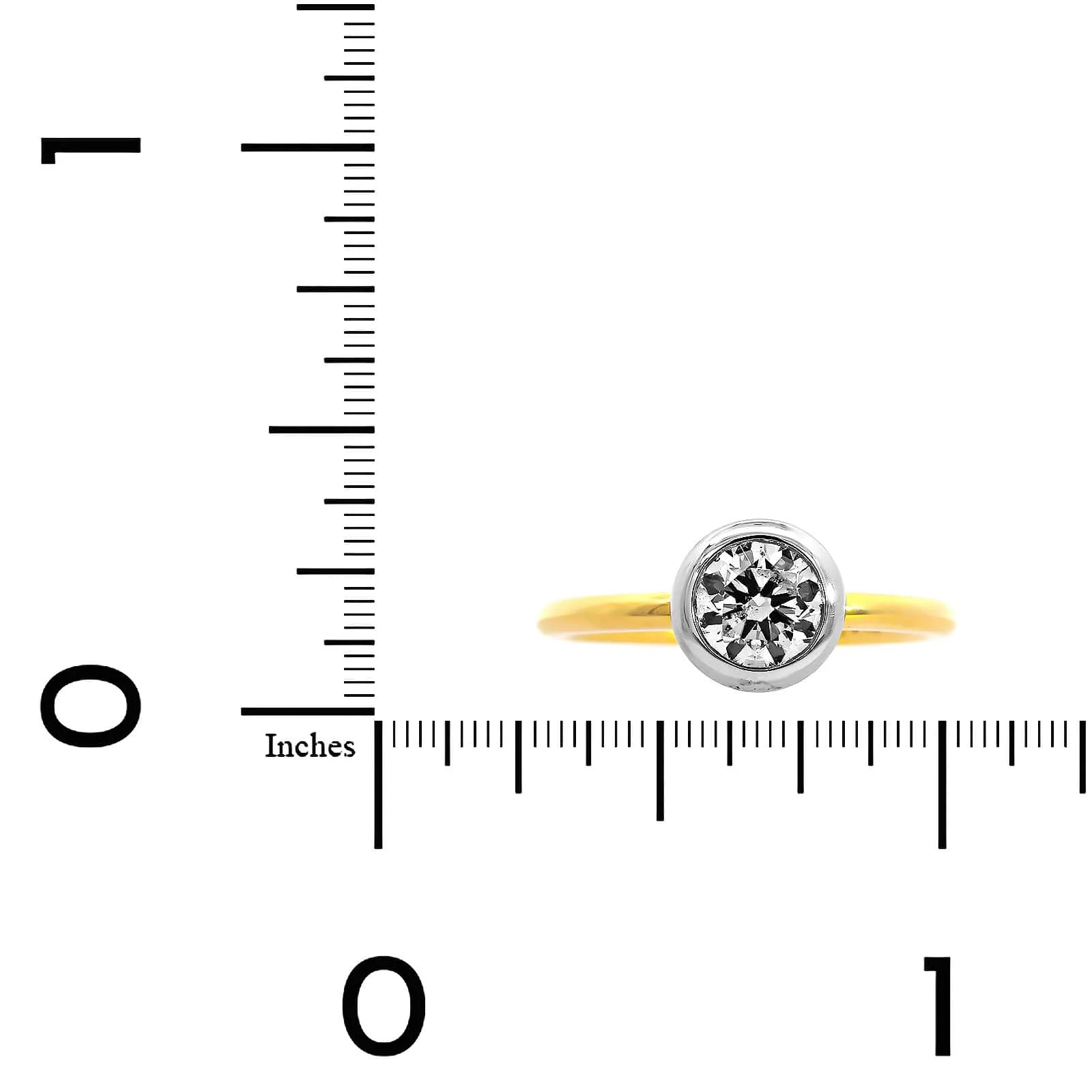 18K Yellow Gold with Platinum Round Diamond Engagement Ring - Image 4