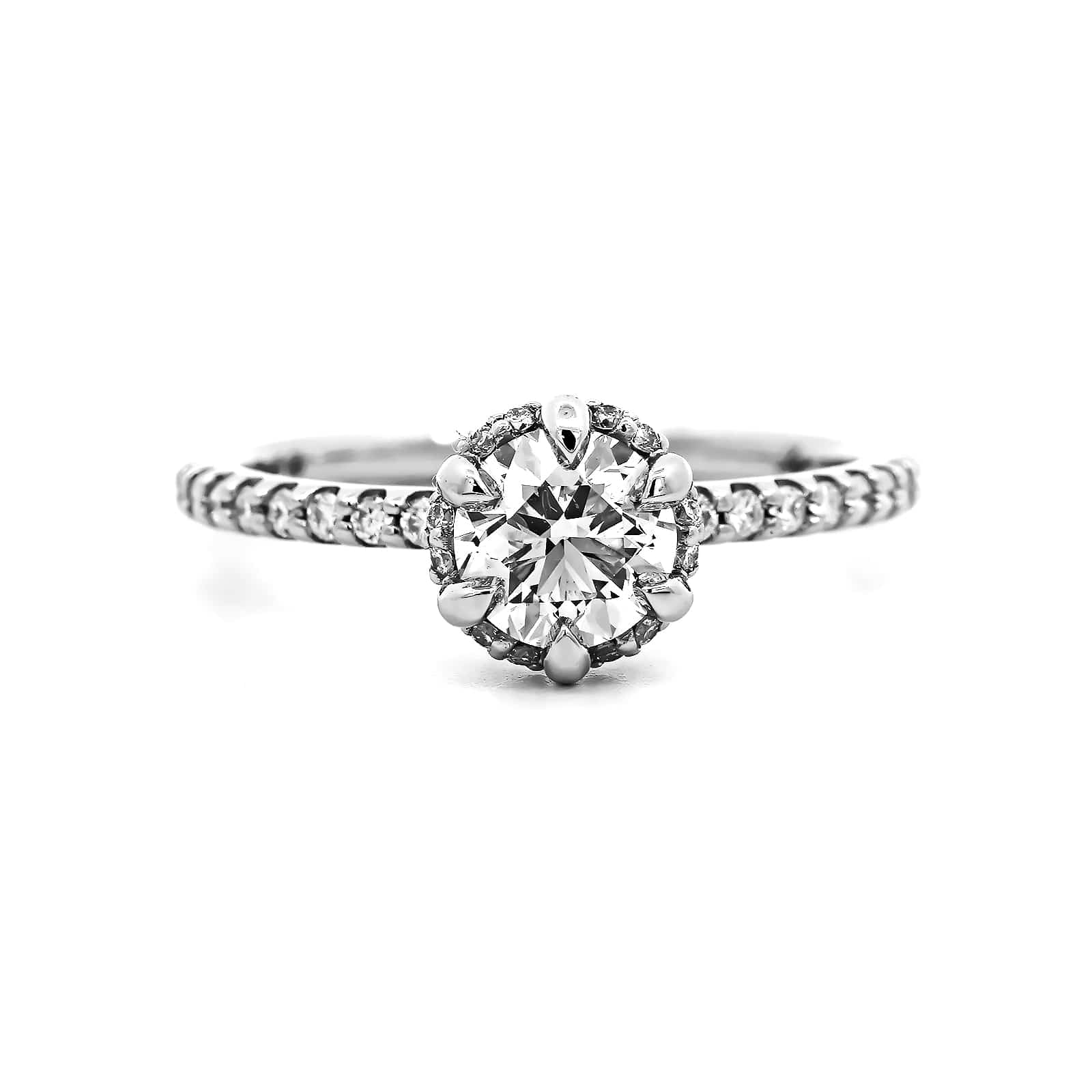 Platinum 6 Prong Radiant Cut Diamond Engagement Ring - Image 5