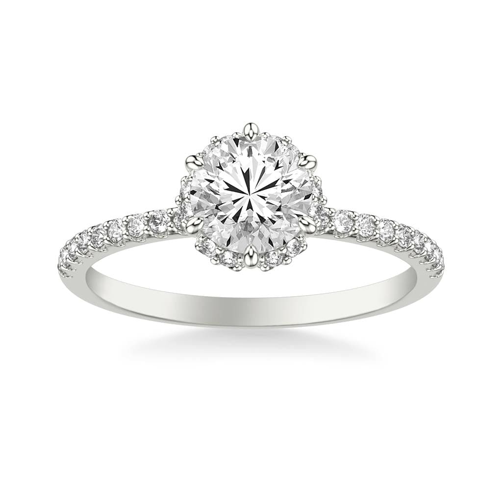 Platinum Round Diamond Hidden Halo Engagement Ring