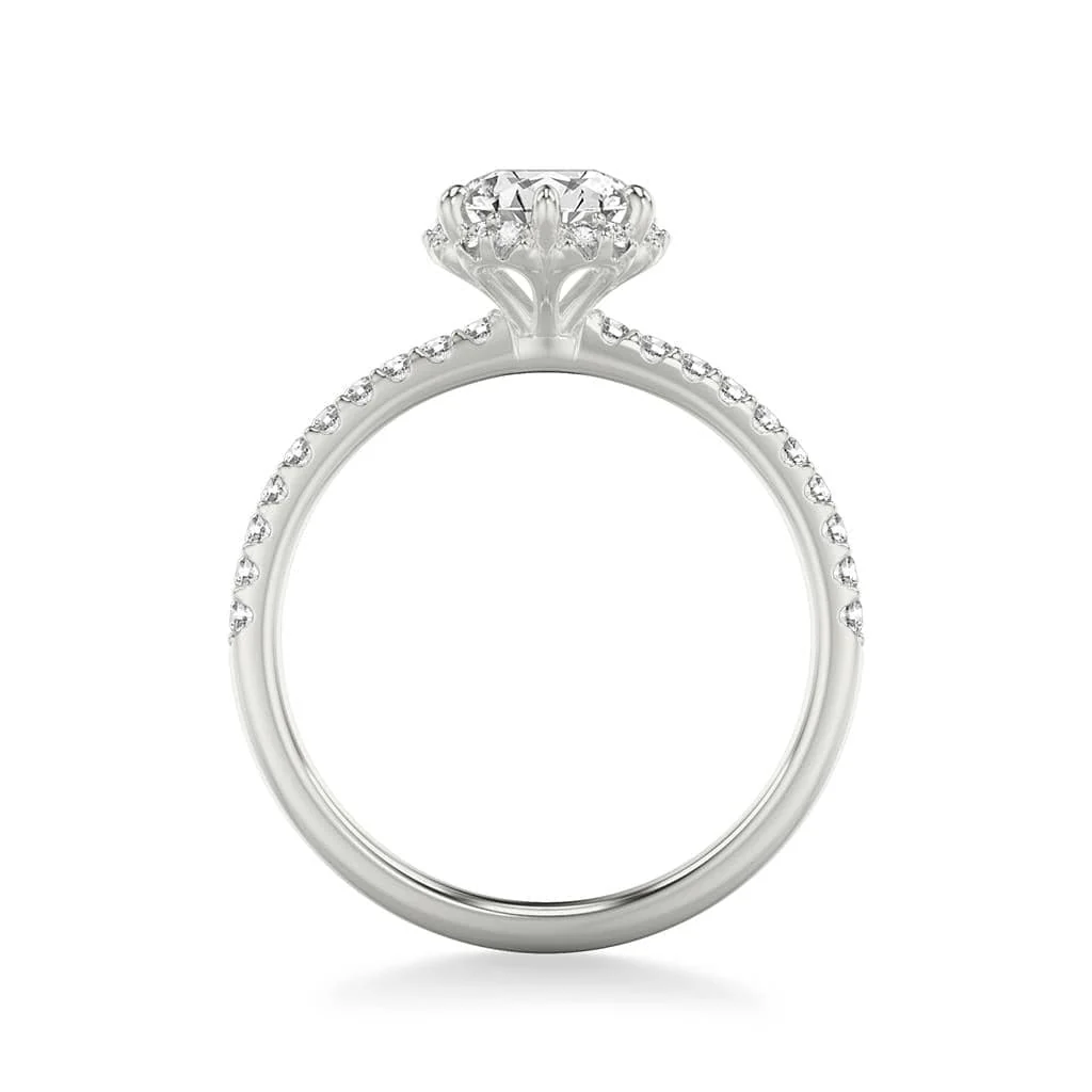Platinum Round Diamond Hidden Halo Engagement Ring - Image 3