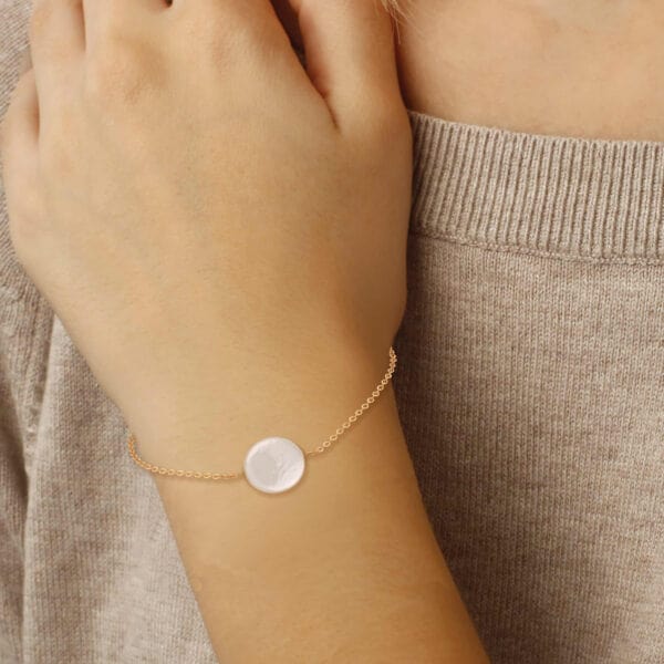 14K Yellow Gold Pearl Coin Bracelet - Image 2