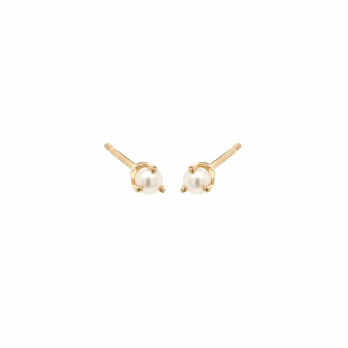 14K Yellow Gold Pearl Stud Earrings
