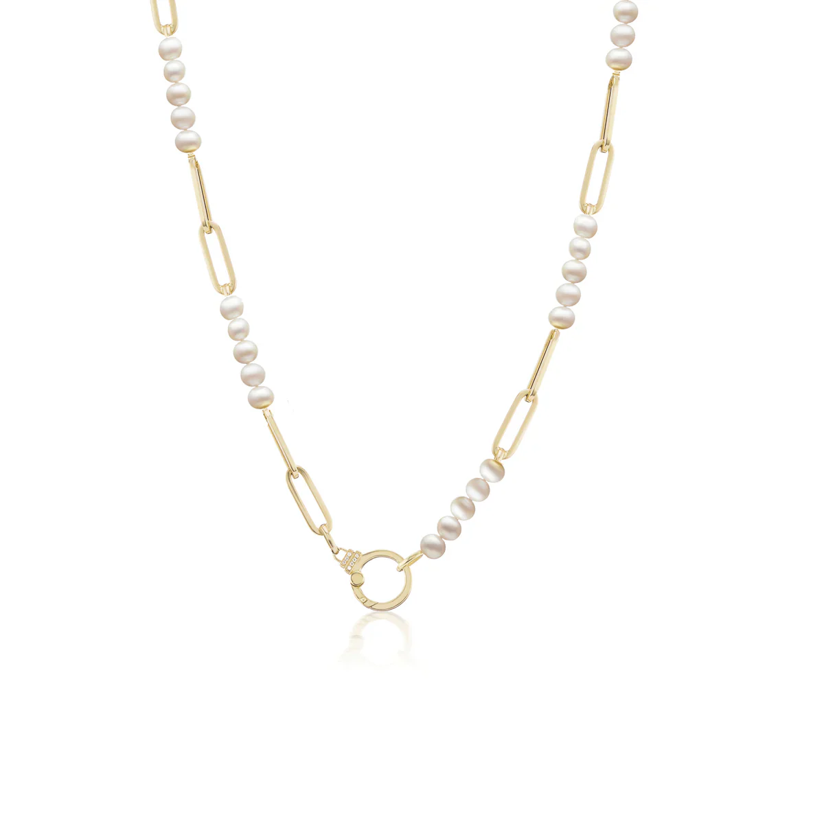 Sorellina 18K Yellow Gold Pearl Paperclip Chain