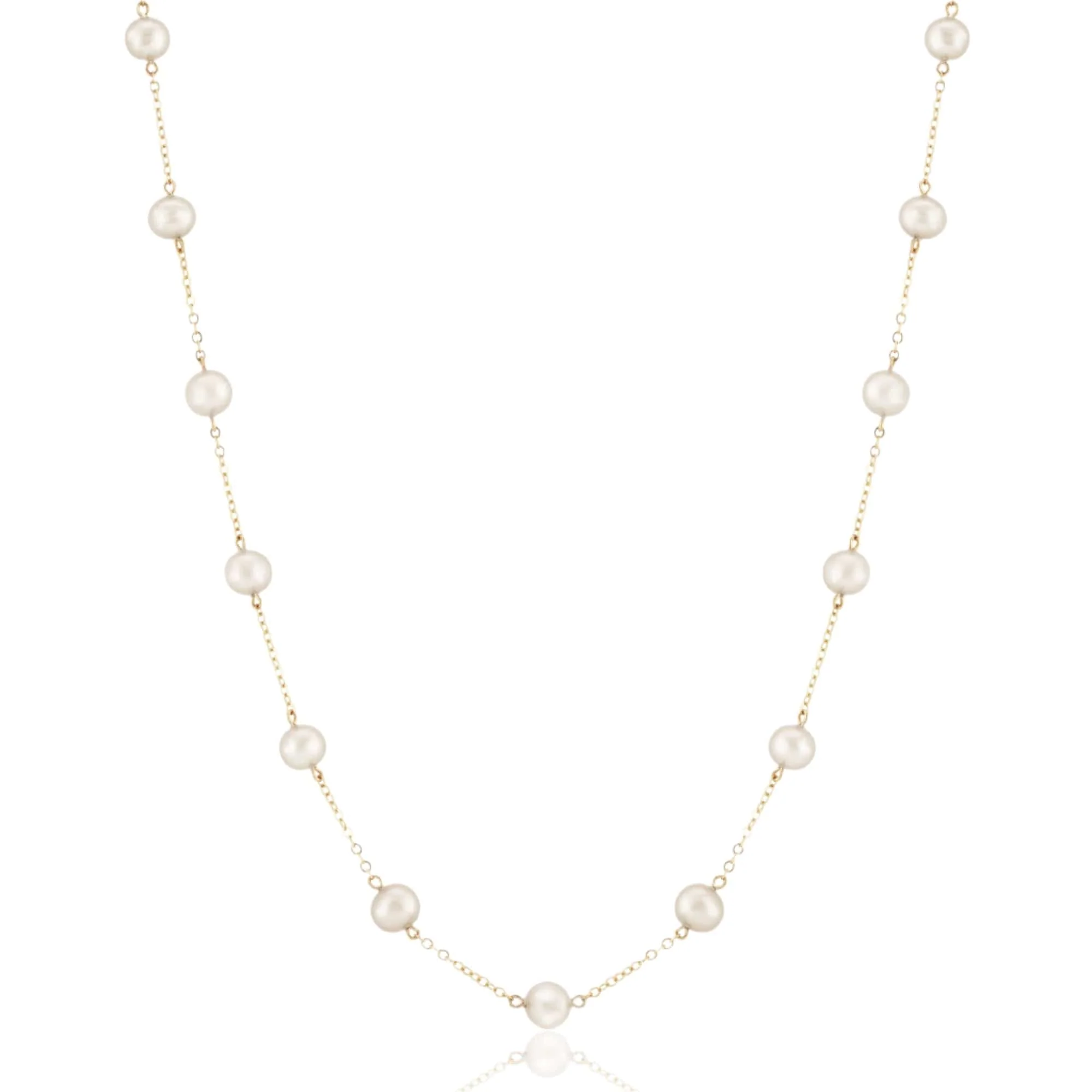 14K Yellow Gold Multi Pearl Choker Necklace