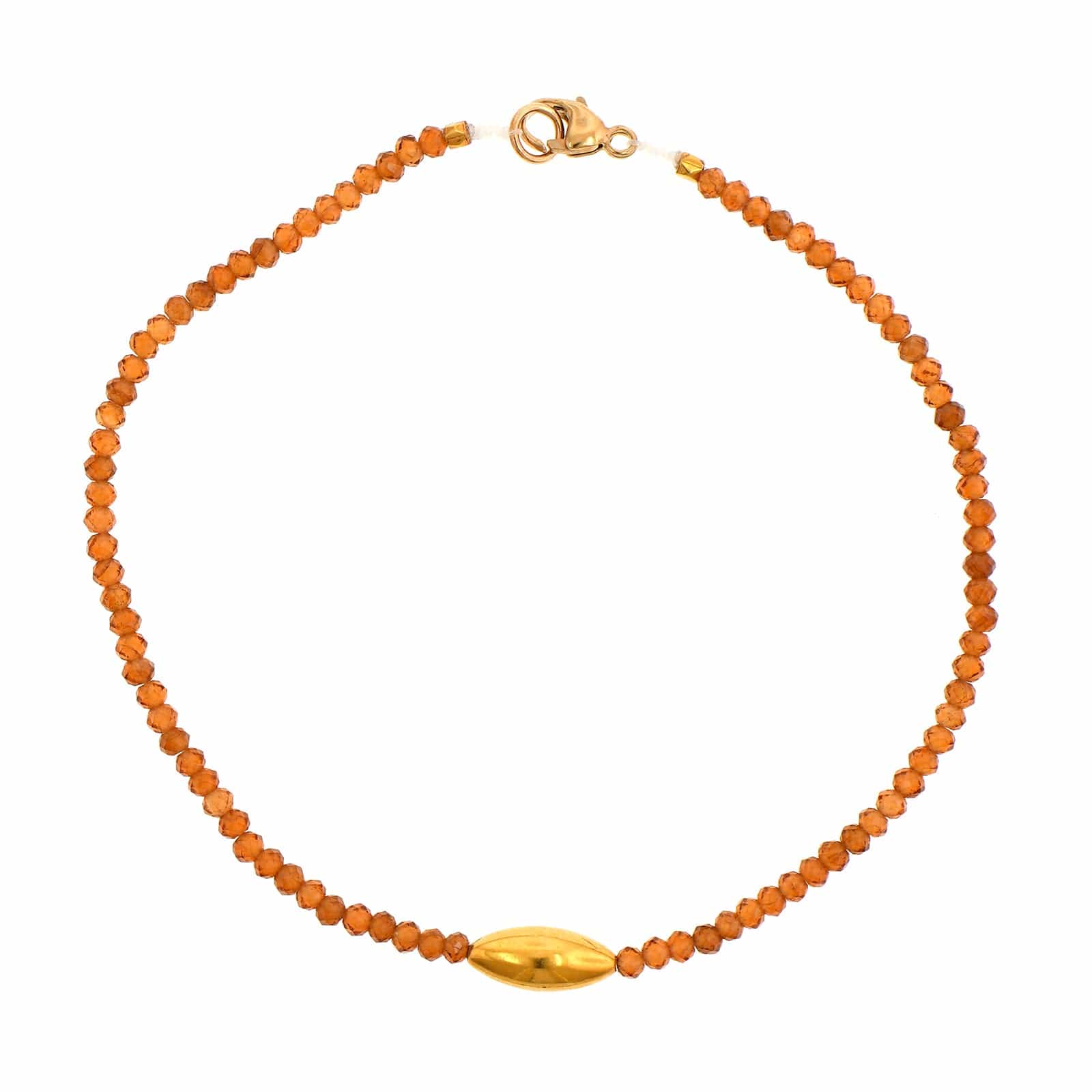 18K Yellow Gold Hessonite Garnet Beaded Bracelet