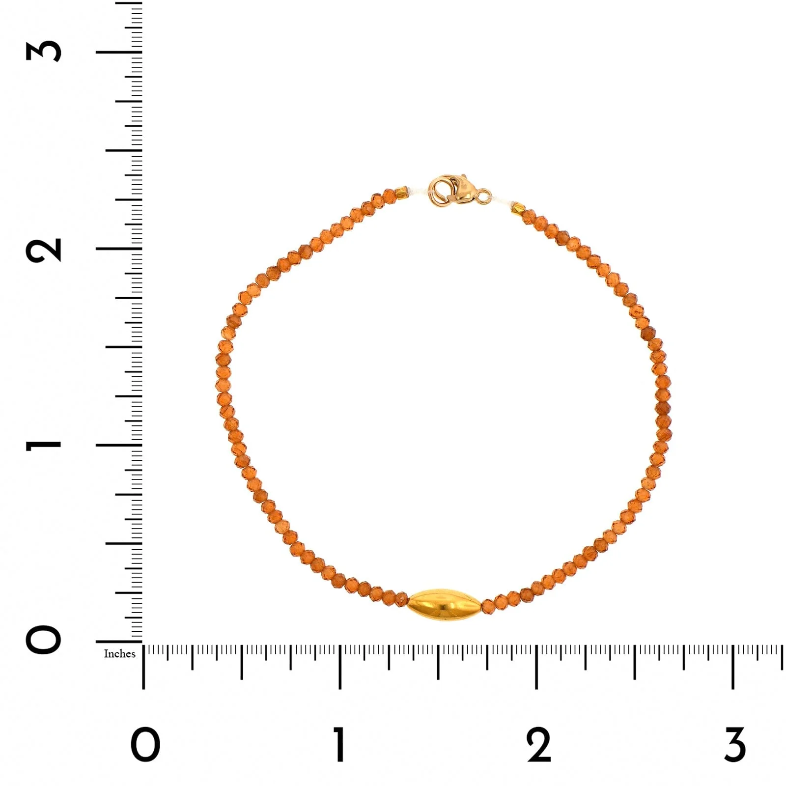 18K Yellow Gold Hessonite Garnet Beaded Bracelet - Image 2