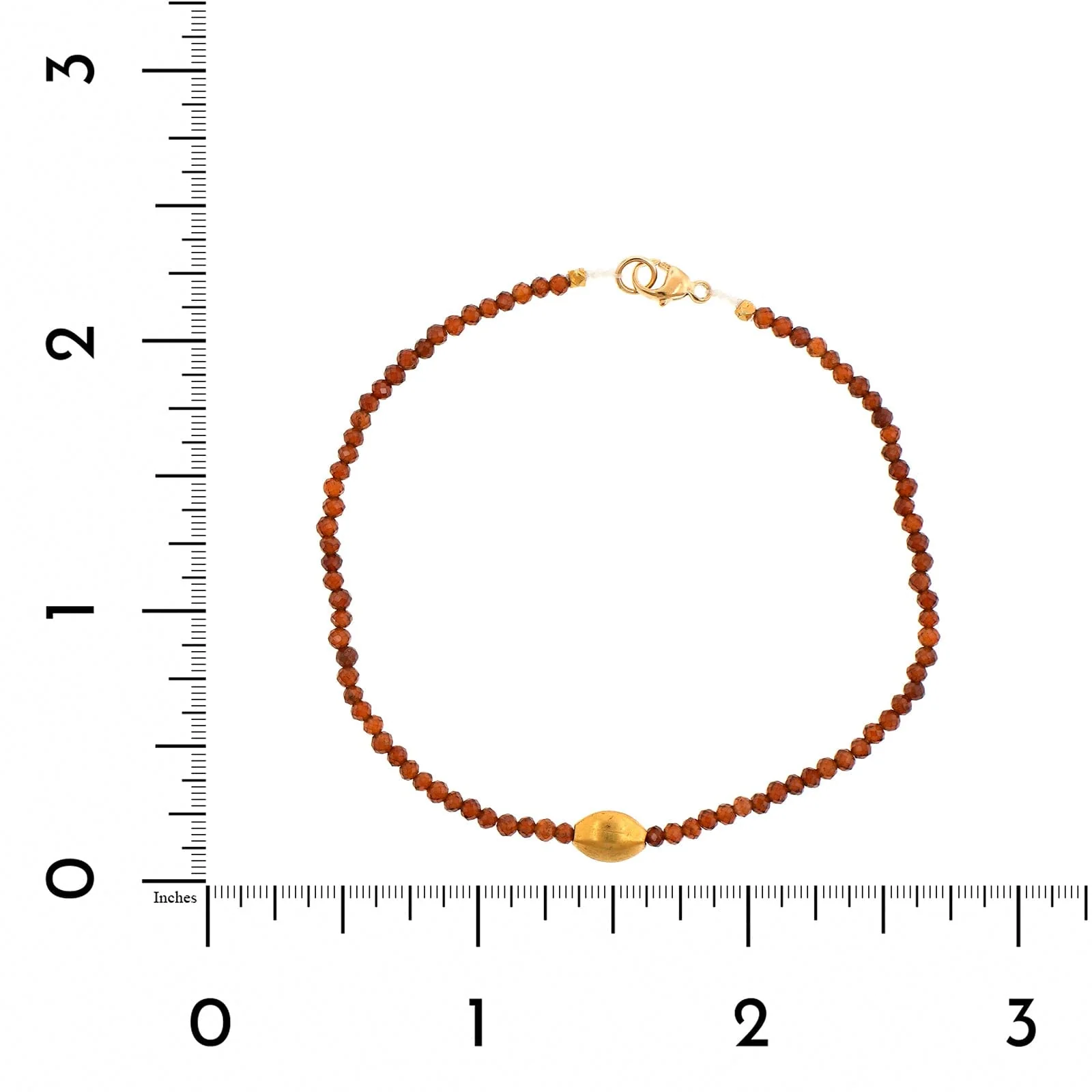 18K Yellow Gold Hessonite Garnet Beaded Bracelet - Image 2