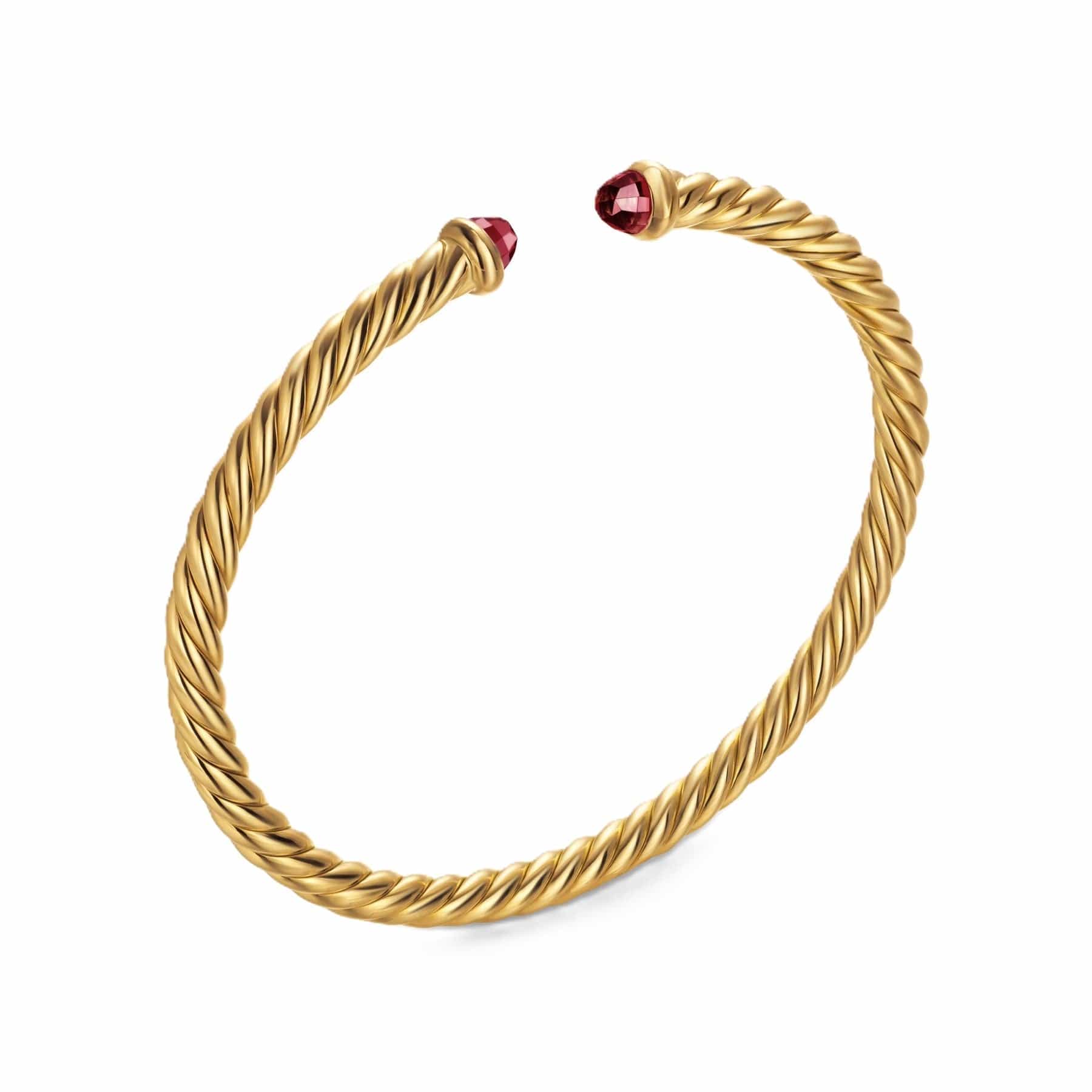 Cablespira® Flex Bracelet 18K Yellow Gold with Rhodolite Garnet, 4mm - Image 2