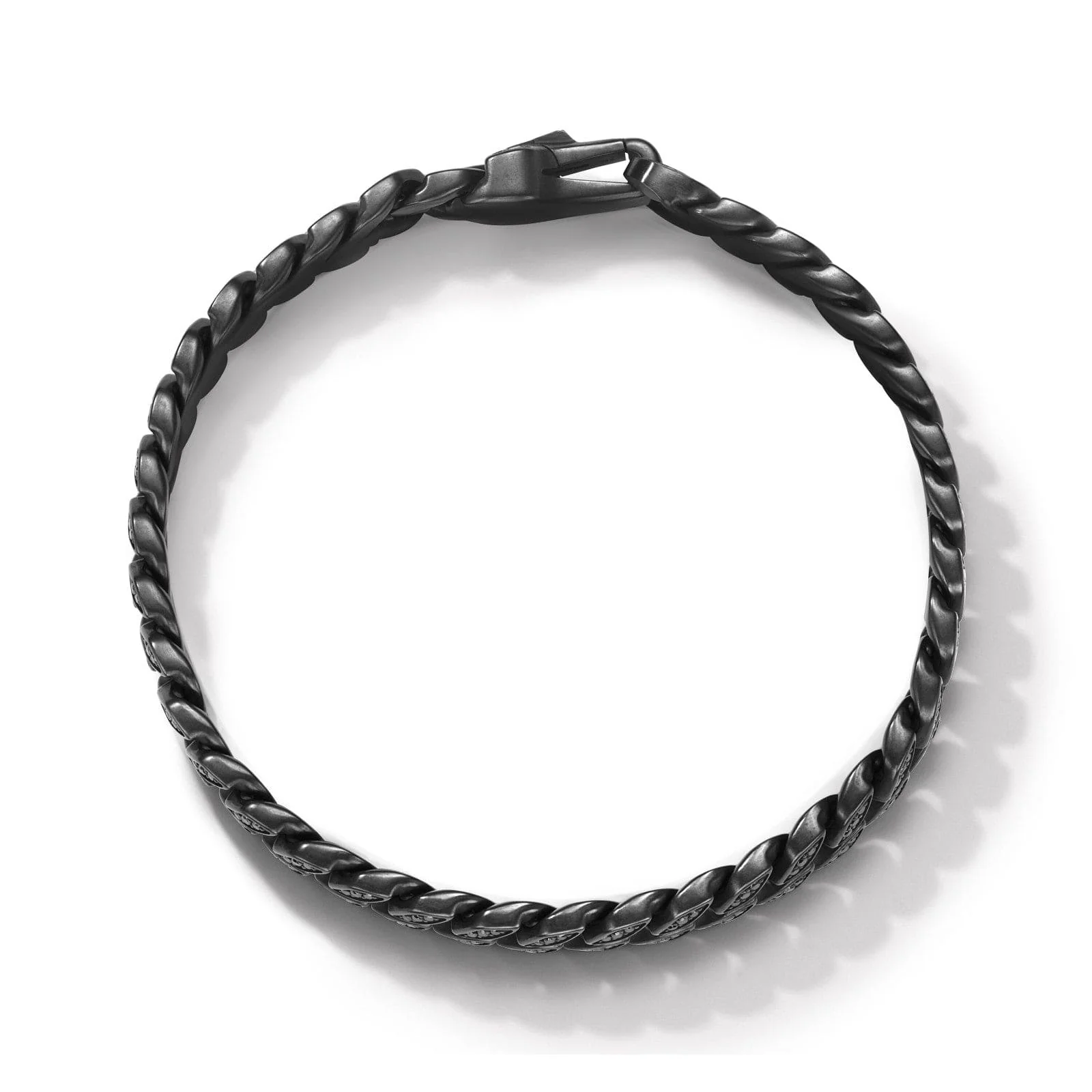 Curb Chain Bracelet in Black Titanium with Black Diamonds, 8mm - Image 2