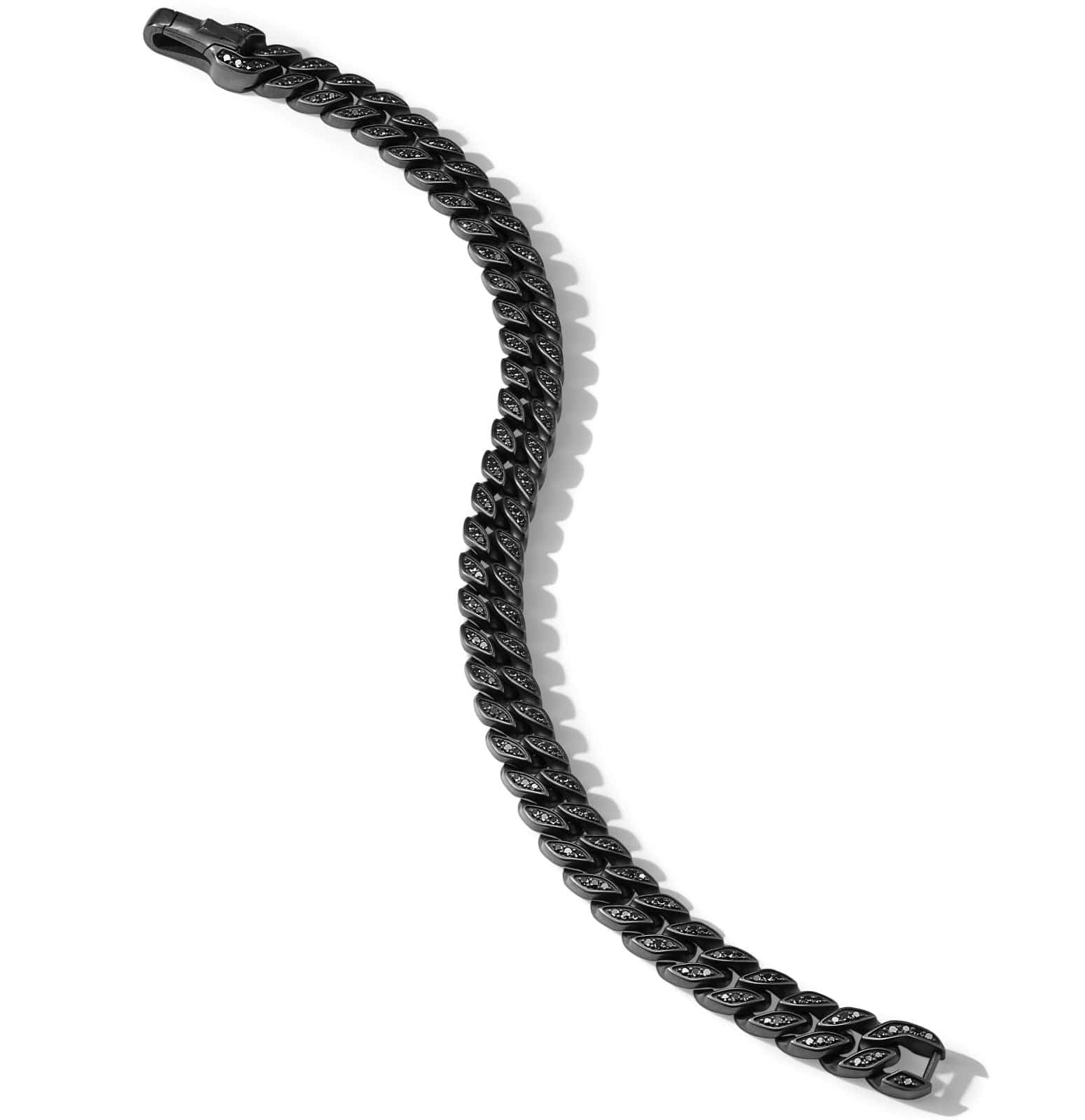 Curb Chain Bracelet in Black Titanium with Black Diamonds, 8mm - Image 3
