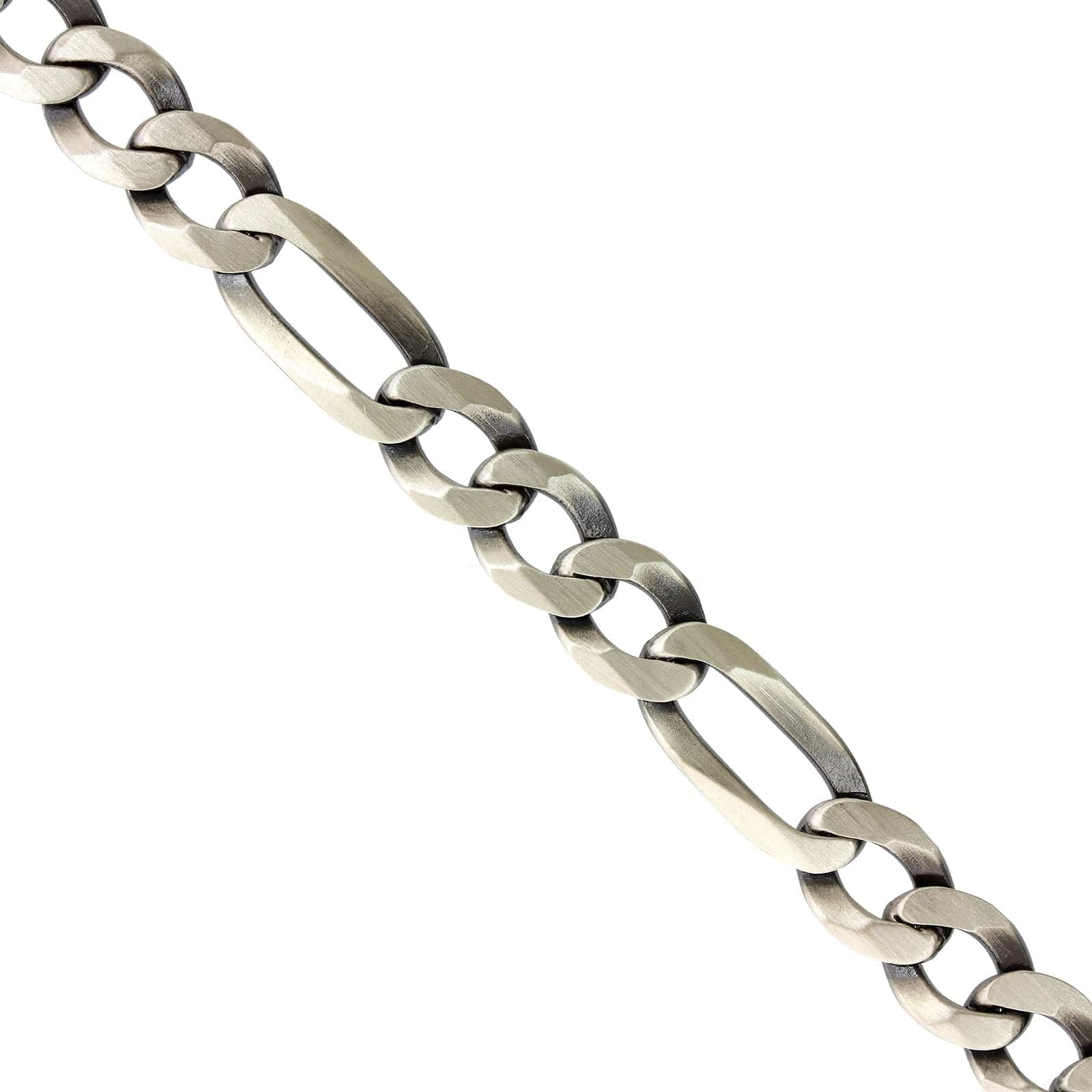 Sterling Silver Matte Figaro Bracelet - Image 2