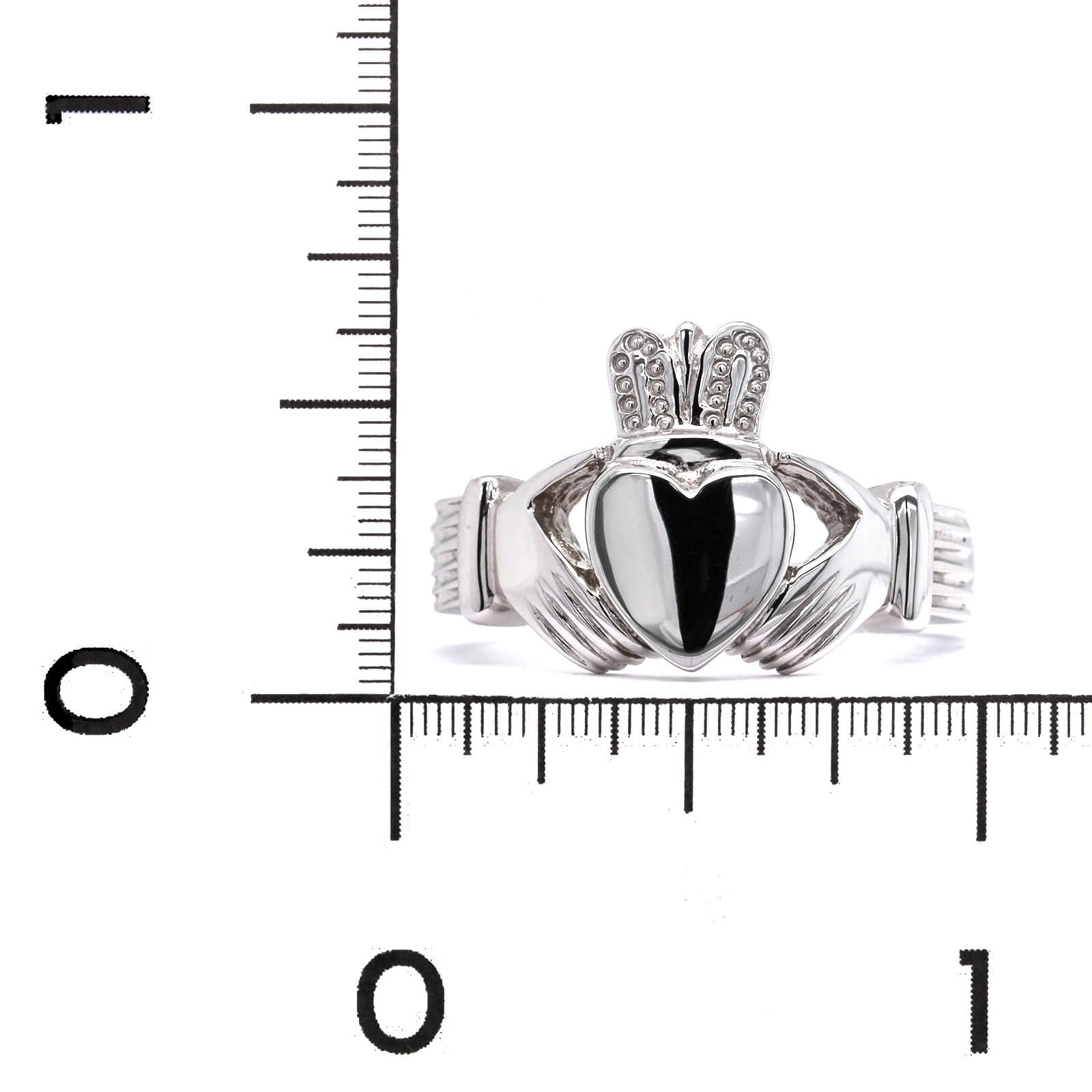 14K White Gold Heavy Claddagh Ring - Image 3