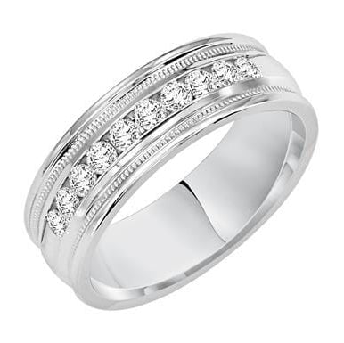 14K White Gold Channel Set Diamond Band - Image 3