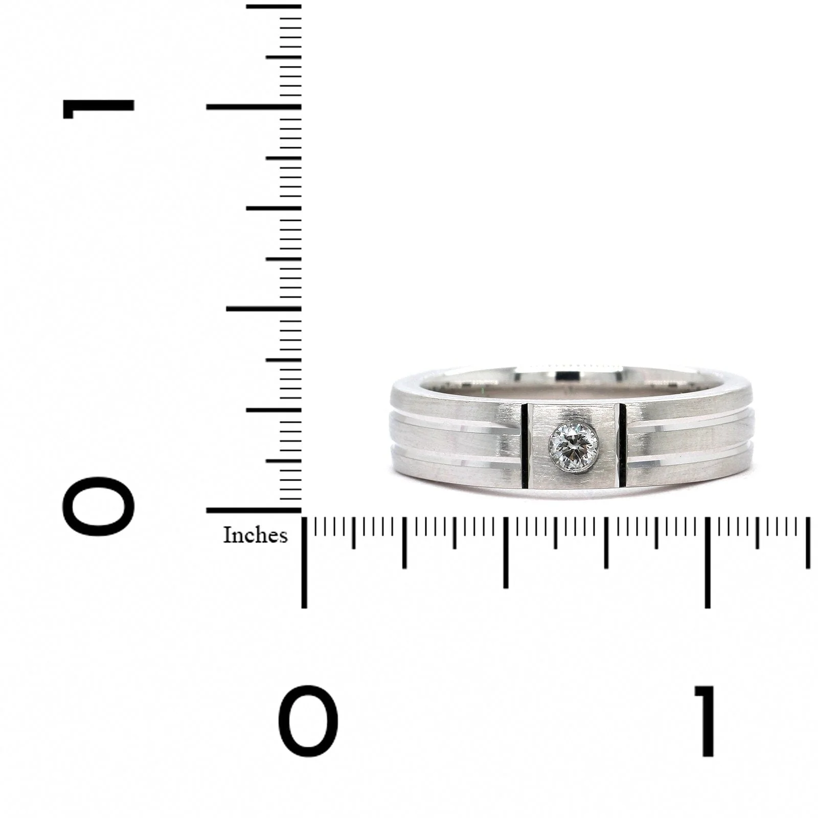 18K White Gold Single Bezel Set Diamond Band - Image 3