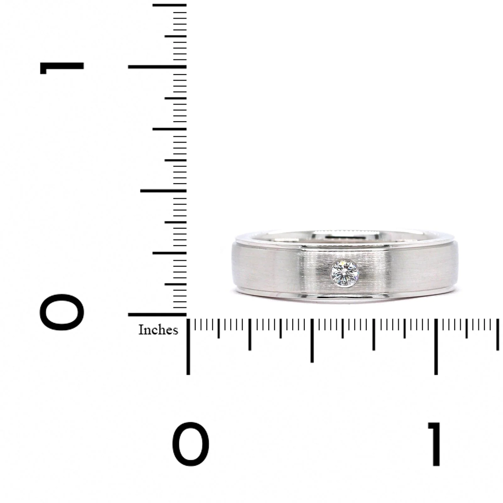 18K White Gold Single Diamond Band - Image 3