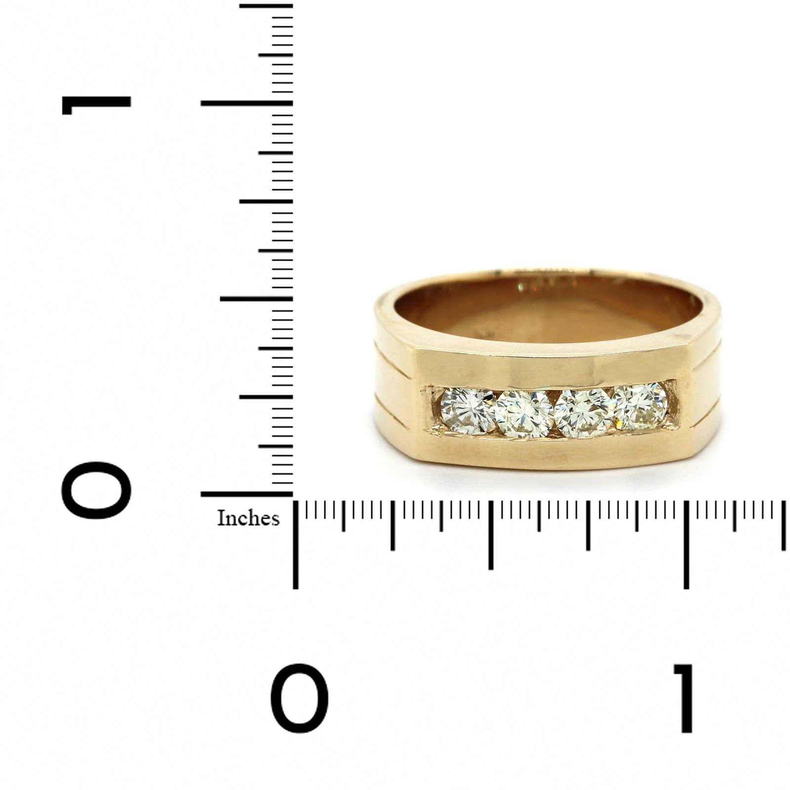 14K Yellow Gold 4 Stone Diamond Band - Image 3