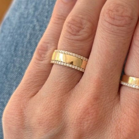 14K Yellow Gold Diamond Edge Wedding Band - Image 2