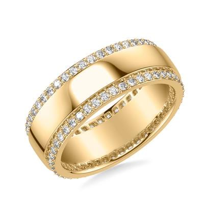 14K Yellow Gold Diamond Edge Wedding Band - Image 4